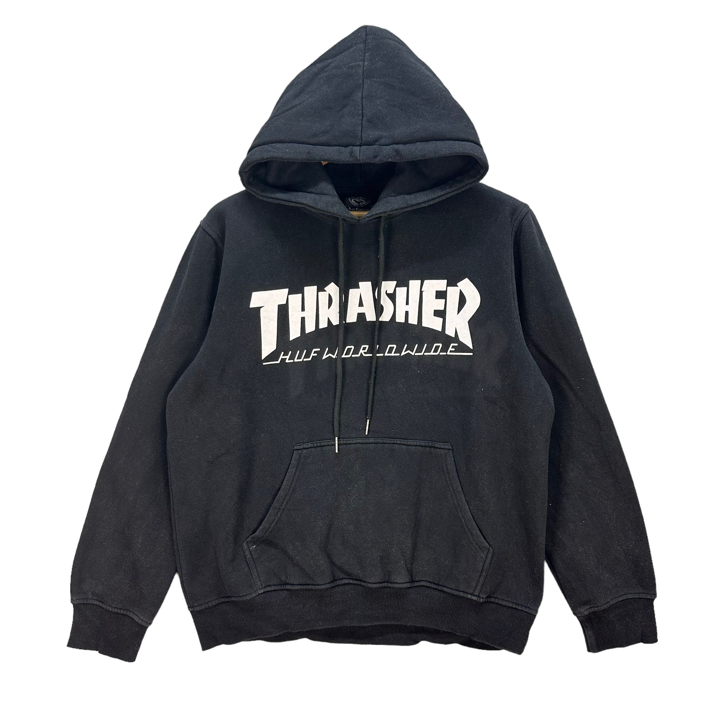 Streetwear Thrasher Vintage THRASHER HUF WORLD WIDE BIG LOGO PULLOVER HOODIES 8602 017 Grailed