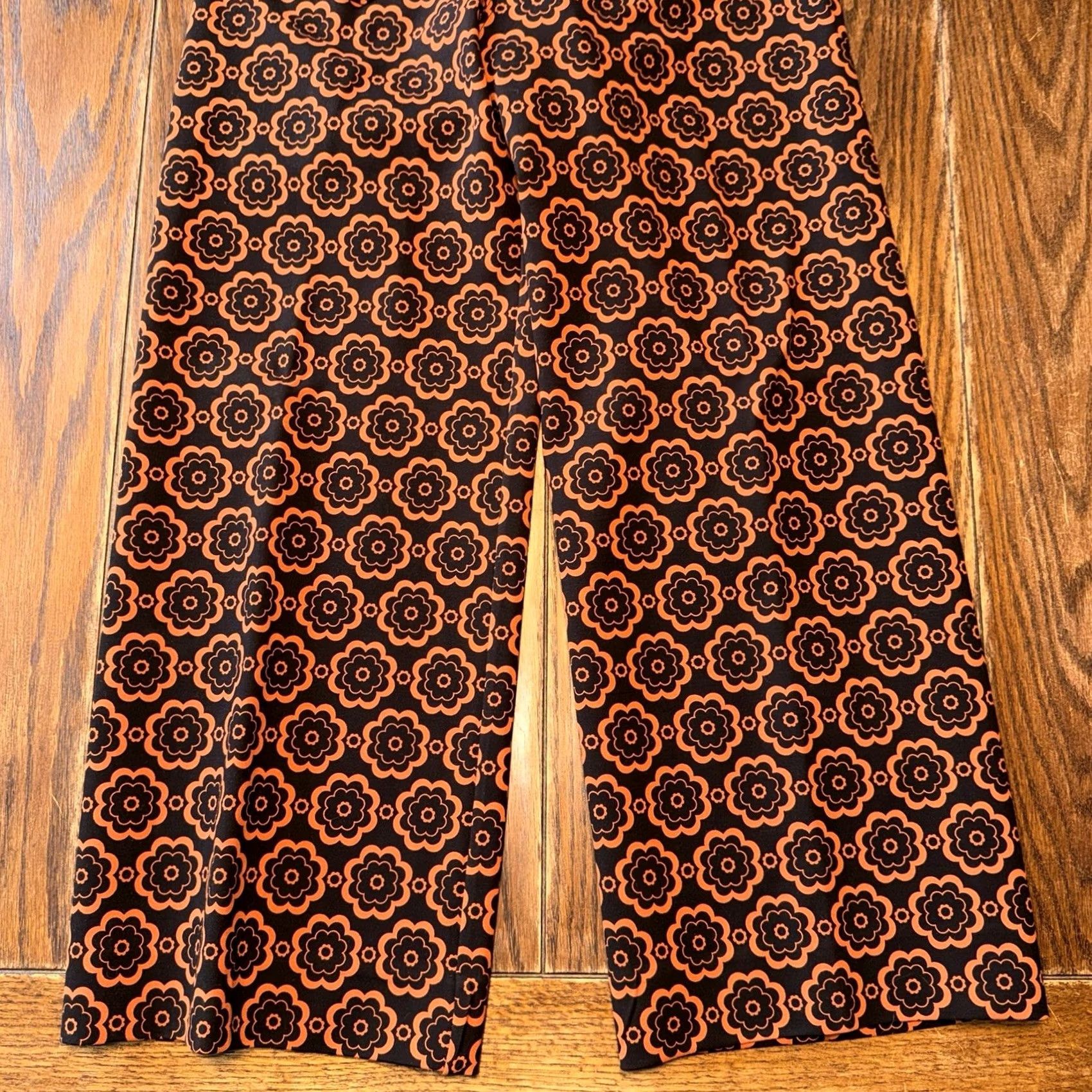 Anthropologie VINTAGE Anthropologie Maeve The Colette Pants Wide-Leg Black Orange Motif New Size 28" / US 6 / IT 42 - 2 Thumbnail