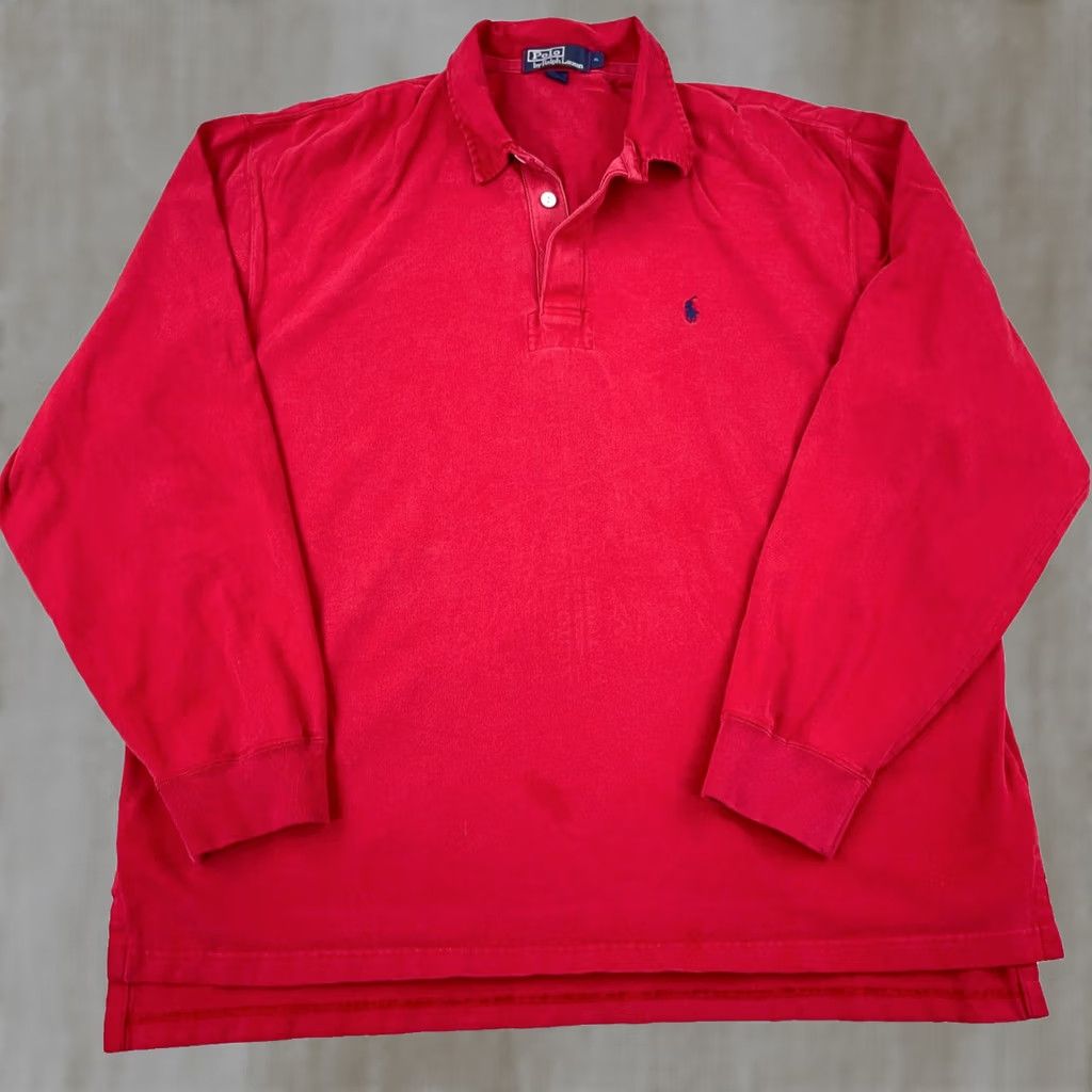 Polo Ralph Lauren VINTAGE Polo Ralph Lauren Rugby Shirt Men 2XL Red Blue 90s Long Sleeve Pony Size US XXL / EU 58 / 5 - 1 Thumbnail