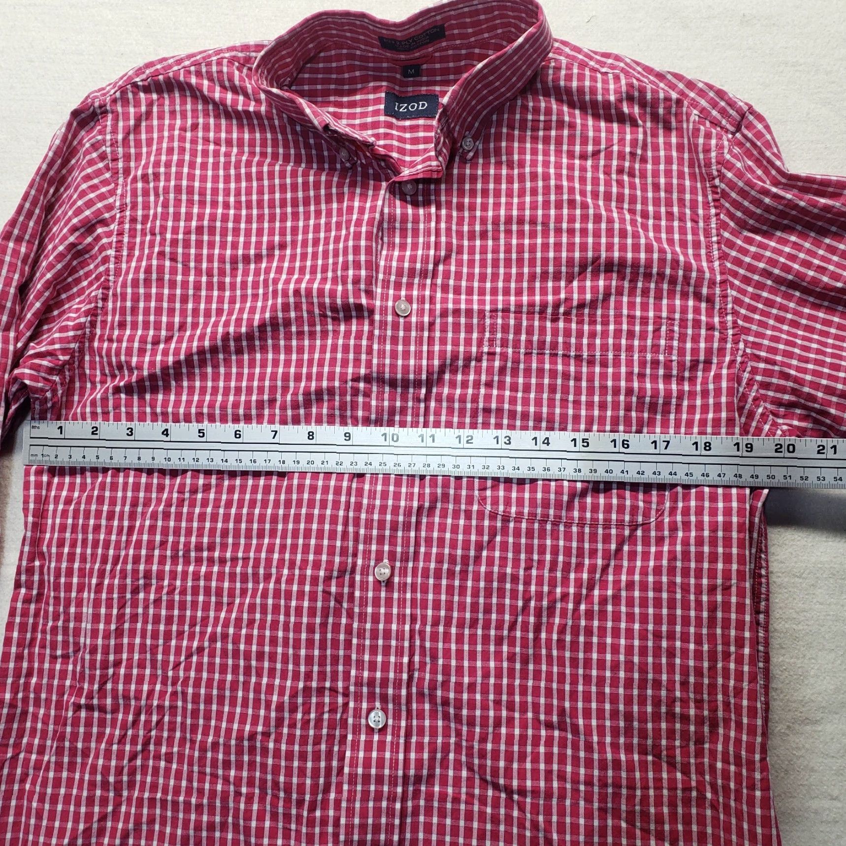 Izod IZOD Shirt Button-Up Long Sleeve Pink Checkered Plaid Adult Men's M Medium Button-Down Collared Classic Fit Size US M / EU 48-50 / 2 - 5 Thumbnail