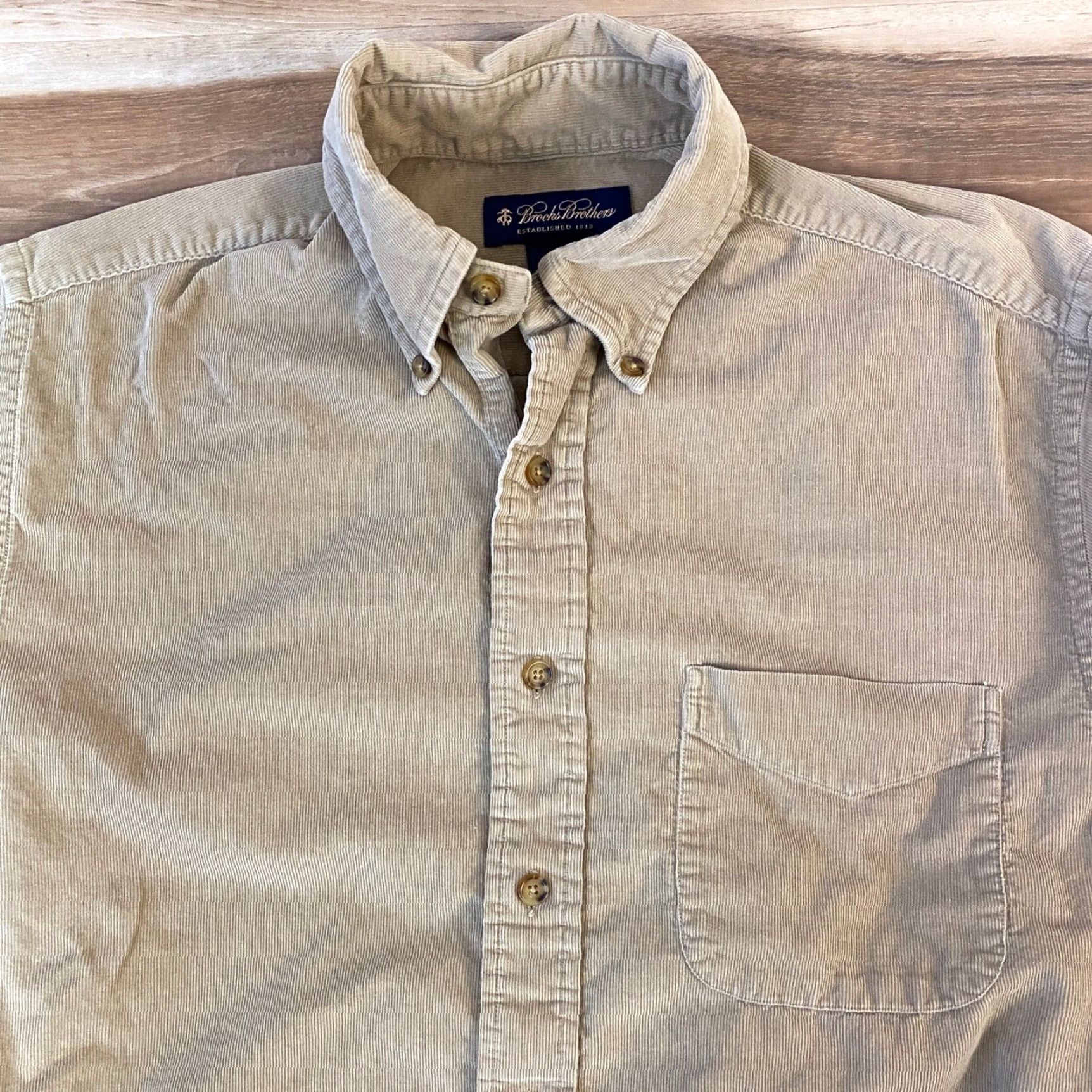 Brooks Brothers Brooks Brothers Corduroy Shirt Mens Small Button Down Khaki Tan Long Sleeve Size US S / EU 44-46 / 1 - 2 Thumbnail