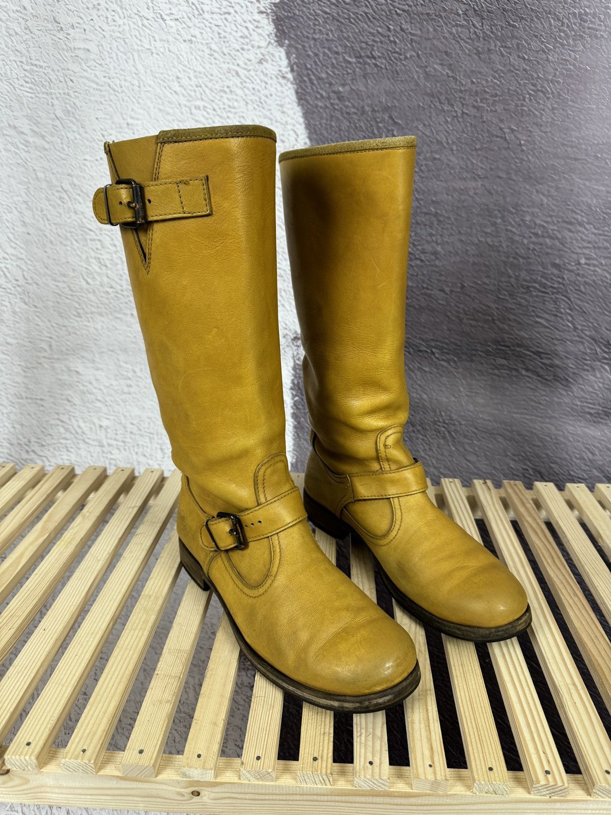 Cowboy Equipment MOMA vintage beige brown leather cowboy high shoes Size US 7.5 / EU 40-41 - 2 Thumbnail