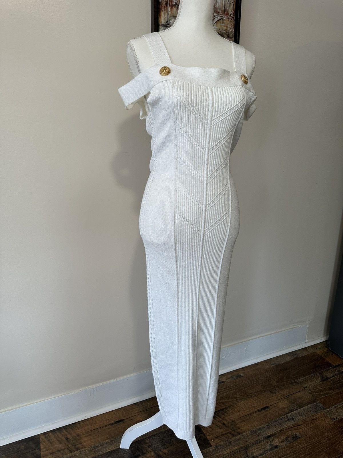 Balmain Balmain Paris Elegant White Off-Shoulder Dress Size L / US 10 / IT 46 - 4 Thumbnail