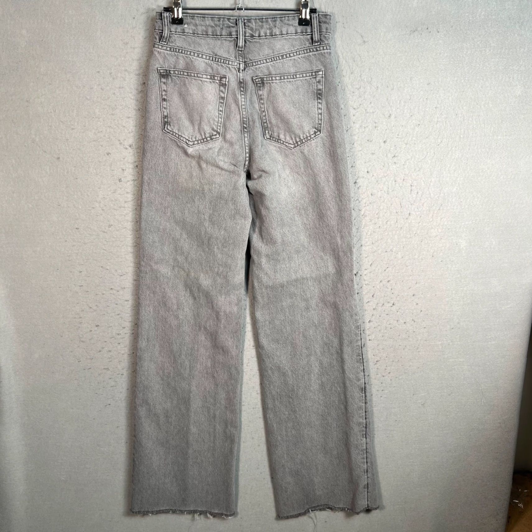 Mango Mango Jeans 2 Gray High-Waisted Straight-Leg Frayed Hem Womens Size 2 Denim Cotton Blend 5-Pocket Design Inseam 32 in Rise High Vintage No Mens Womens Size 26" / US 2 / IT 38 - 2 Thumbnail