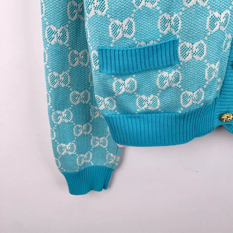 Gucci Gucci Light blue logo jacquad Full-print wool single-breast Size L / US 10 / IT 46 - 4 Thumbnail