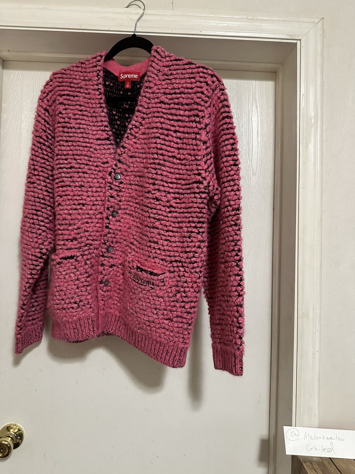 Supreme textured knotted cardigan pink | Grailed