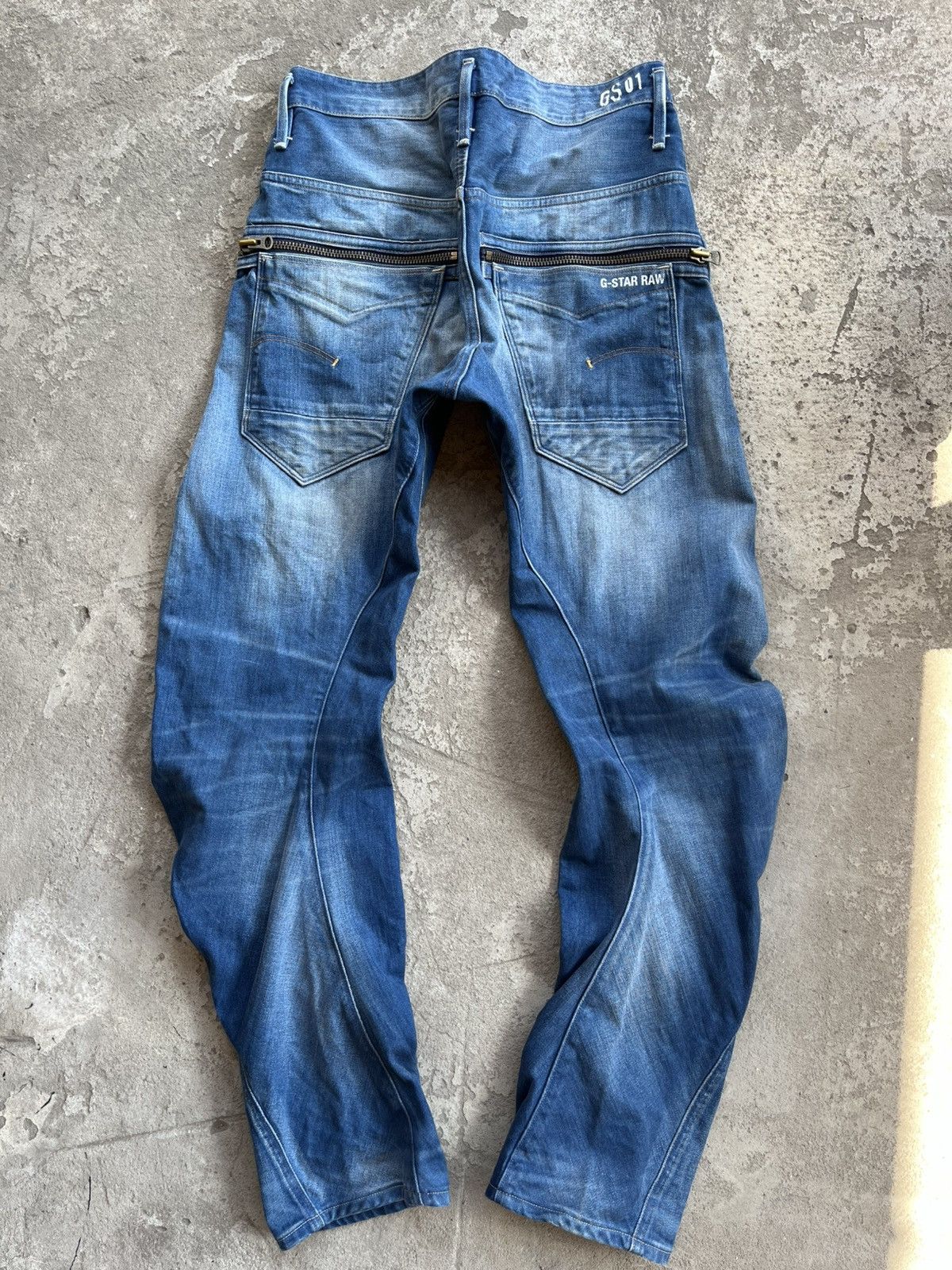 G-Star × Japanese Brand Faded Distressed G Star Taw Arc 3D Loose Tapered Jeans Pants Size US 31 - 1 Thumbnail