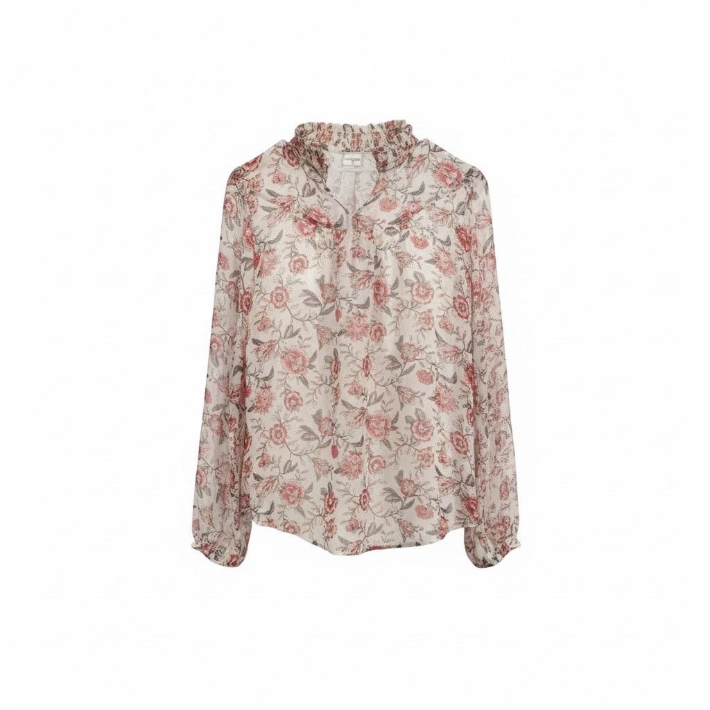 Loft LOFT Women’s XS Floral Blouse Cream Pink Long Sleeve Size XS / US 0-2 / IT 36-38 - 1 Thumbnail