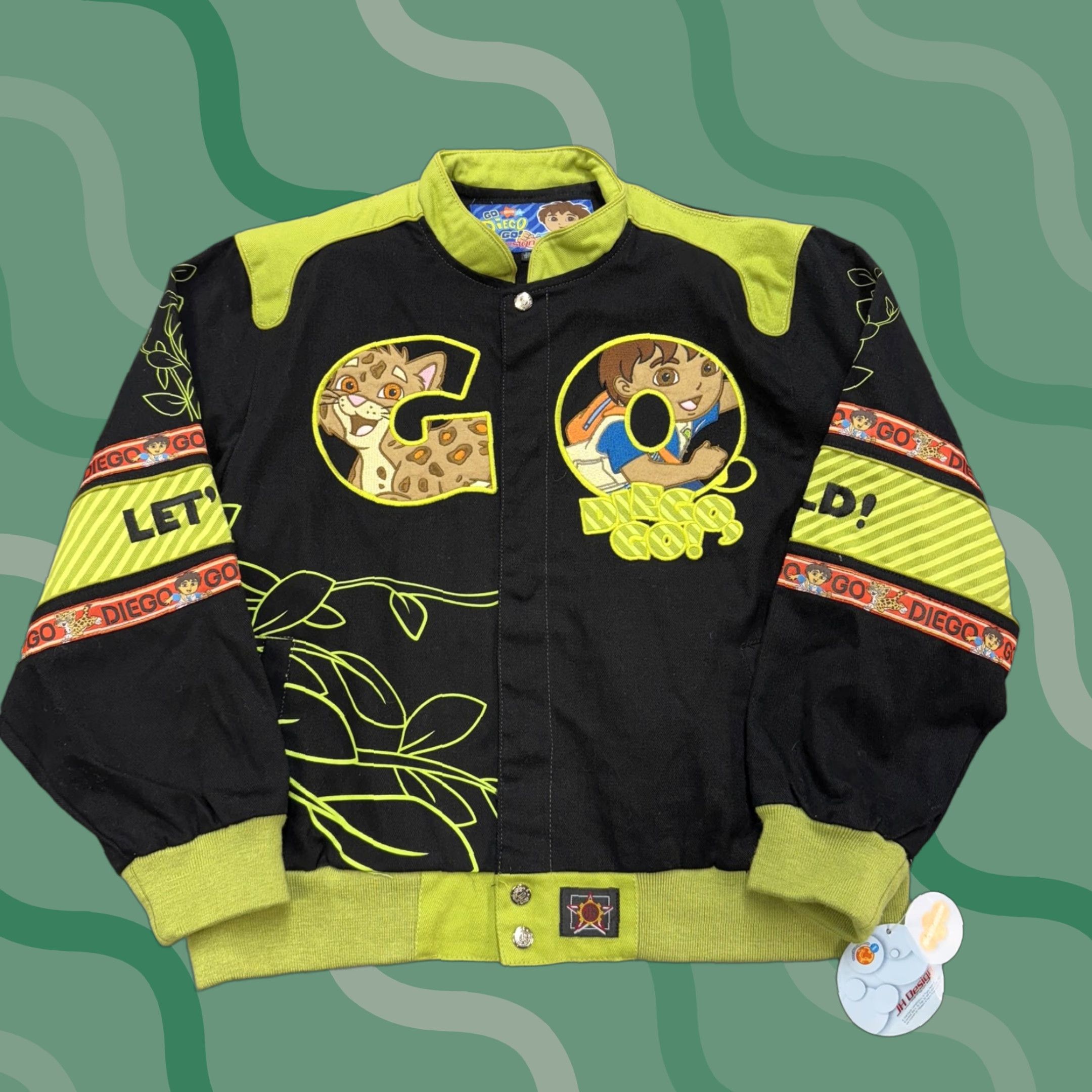 JH Design VINTAGE Go Diego Go Jacket Mens XS Black Green JH Design Nickelodeon Varsity NWT Size US S / EU 44-46 / 1 - 1 Thumbnail