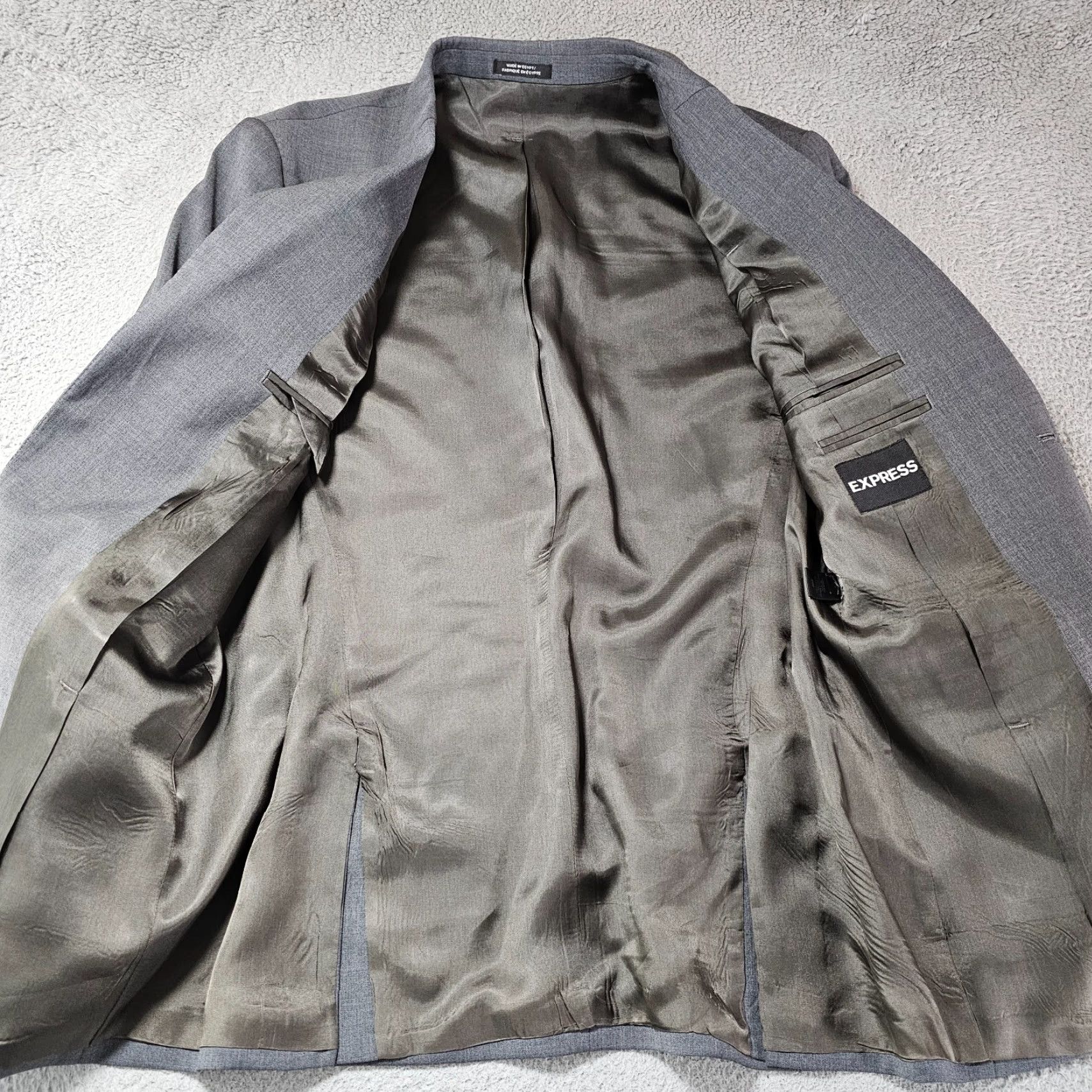 Express Express Blazer Mens 38R Grey Performance 2 Button Double Vent Sport Coat Jacket Size 38R - 5 Thumbnail