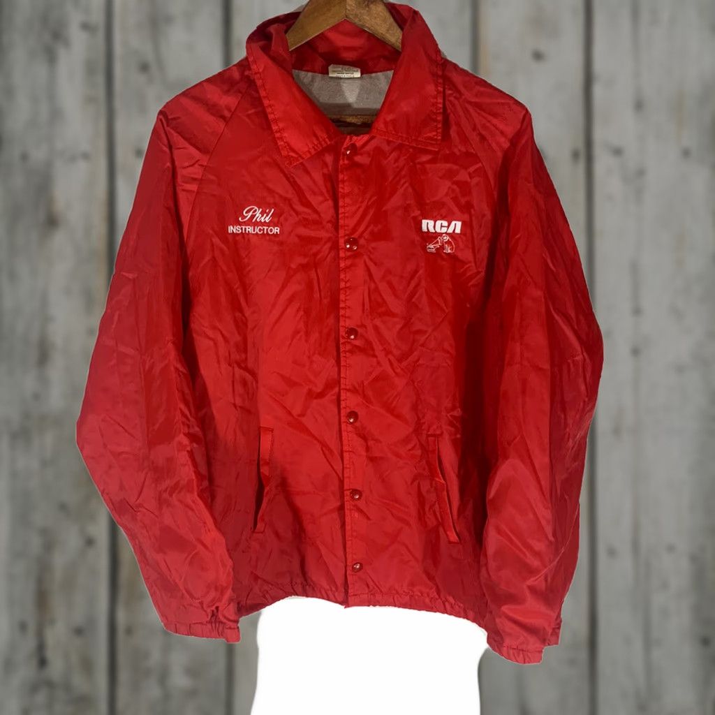 Vintage VINTAGE 80s RCA Mens Nylon Windbreaker Jacket Large Red USA Made Size US L / EU 52-54 / 3 - 1 Thumbnail