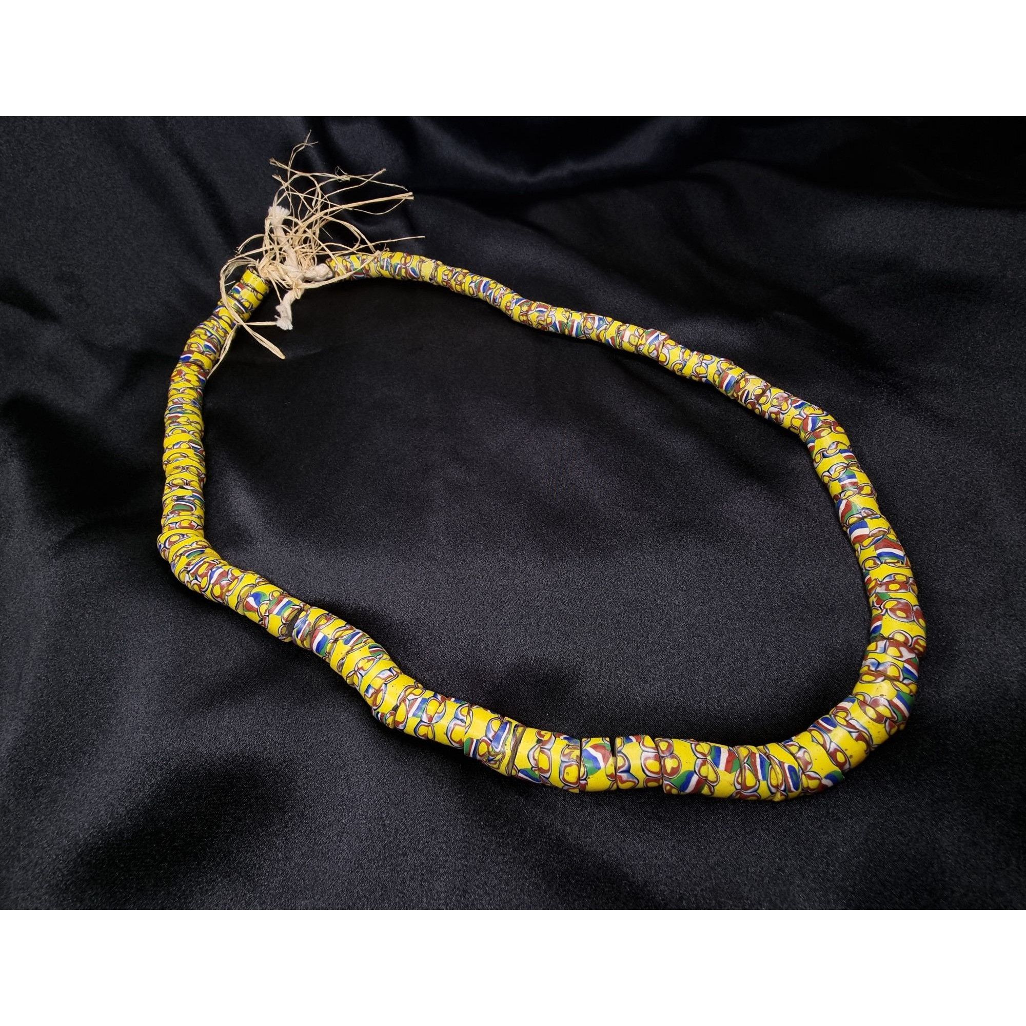 Vintage Vintage Long African Trade Bead Necklace Yellow Glass Multic Size ONE SIZE - 1 Thumbnail