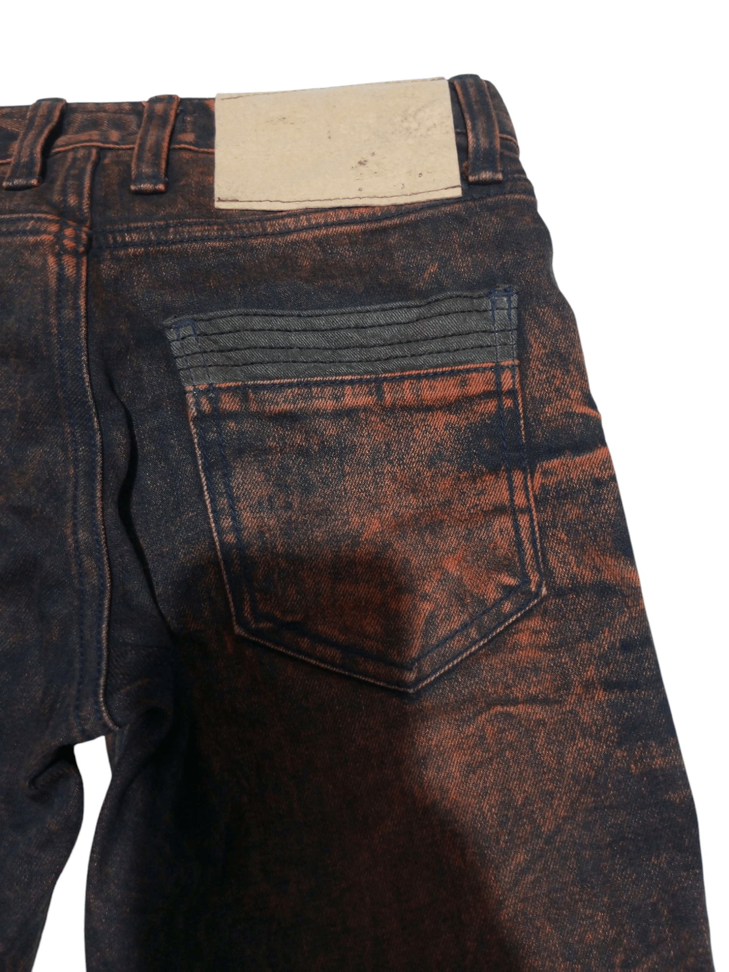 20471120 Vintage ildf black orange washed distressed denim Size US 27 - 3 Thumbnail