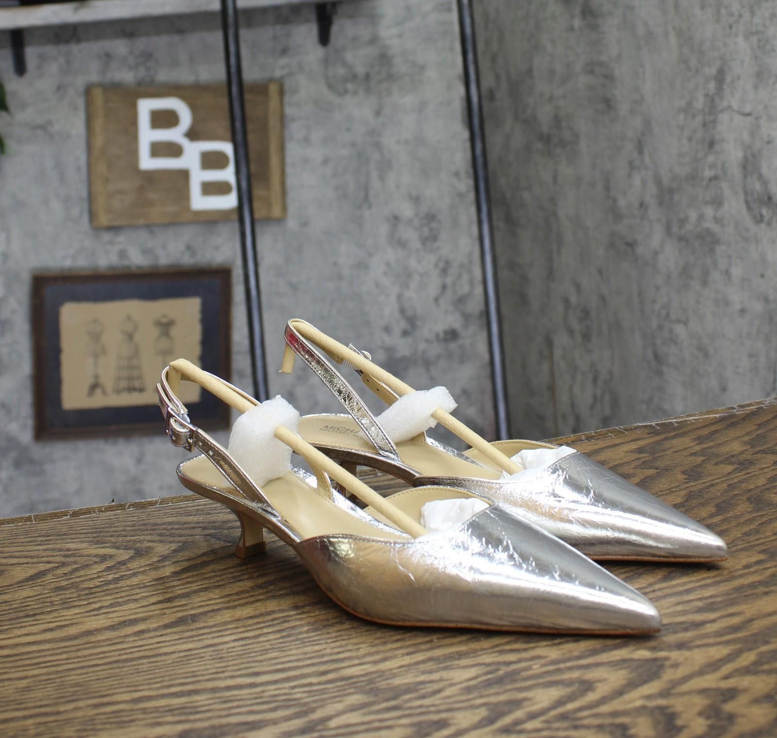 Michael Kors Michael Michael Kors Kitten Sling Pumps Silver Gray 6.5m Size US 6.5 / IT 36.5 - 1 Thumbnail