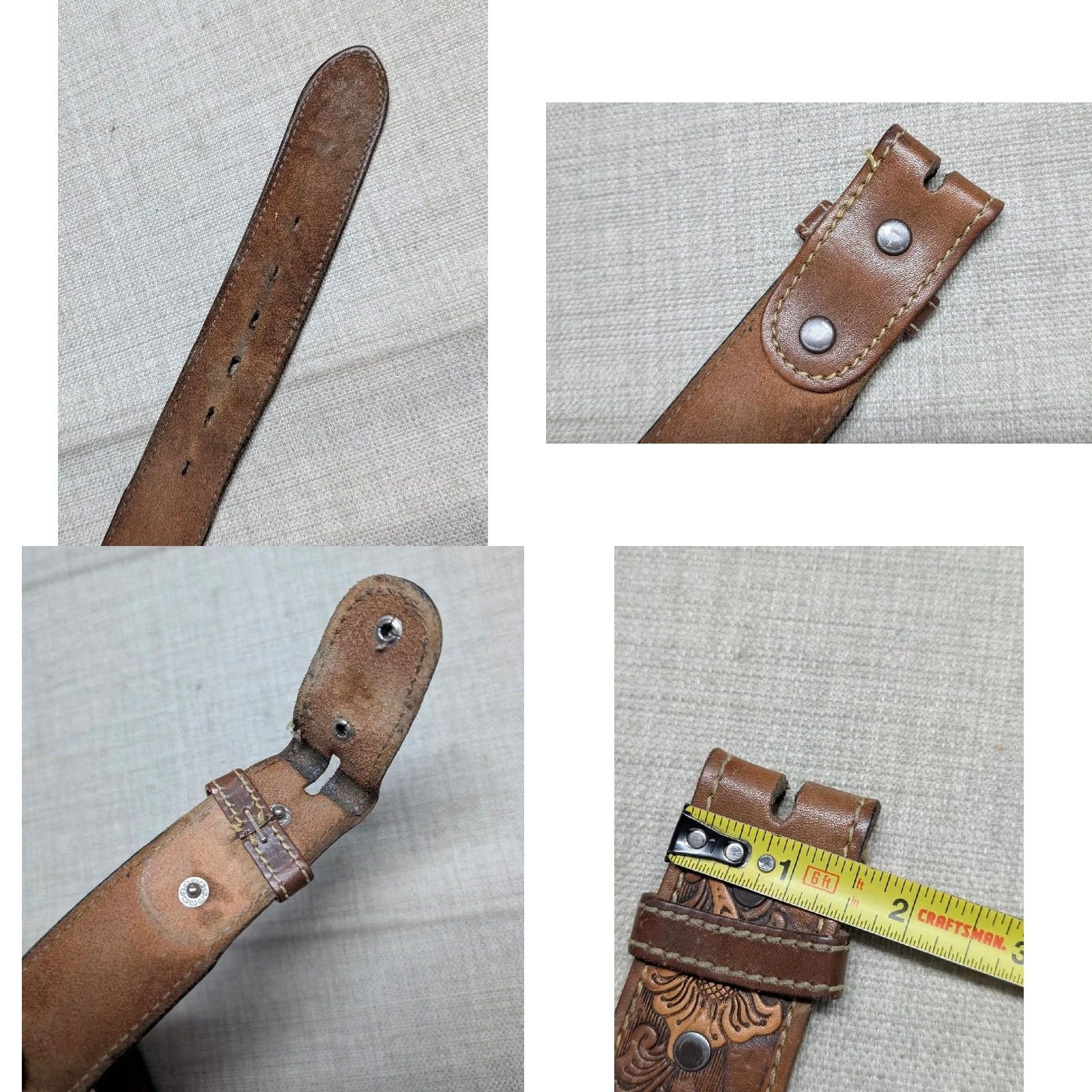 Vintage VINTAGE Chambers Western Belt Belt 38 brown Eagle cowhide leather floral Buckle Western Mens Size 38 - 8 Thumbnail