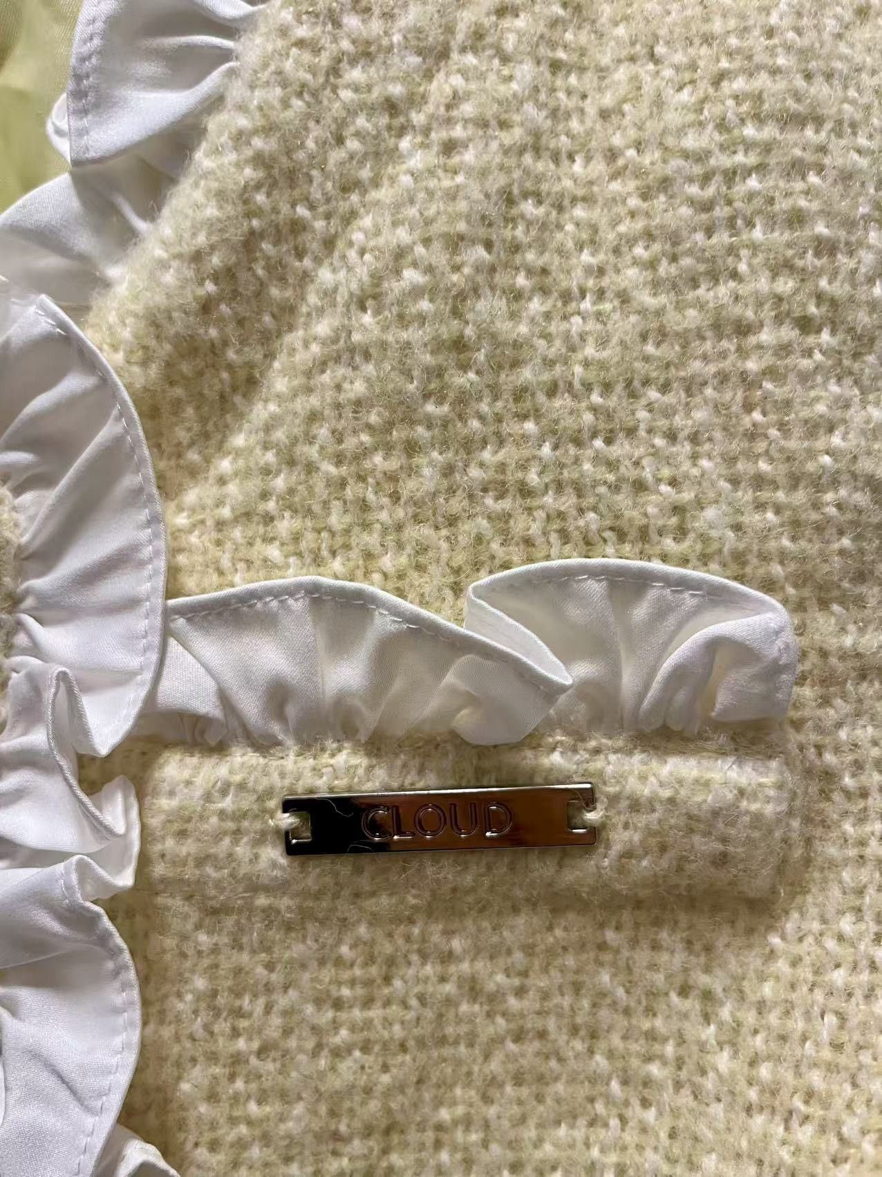 Other Cream Tweed Jacket with Ruffle Trim & Crystal Buttons Size S / US 4 / IT 40 - 5 Thumbnail