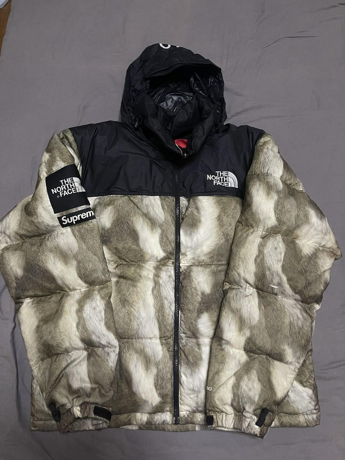 Supreme Supreme tnf the north face fur print nuptse jacket | Grailed