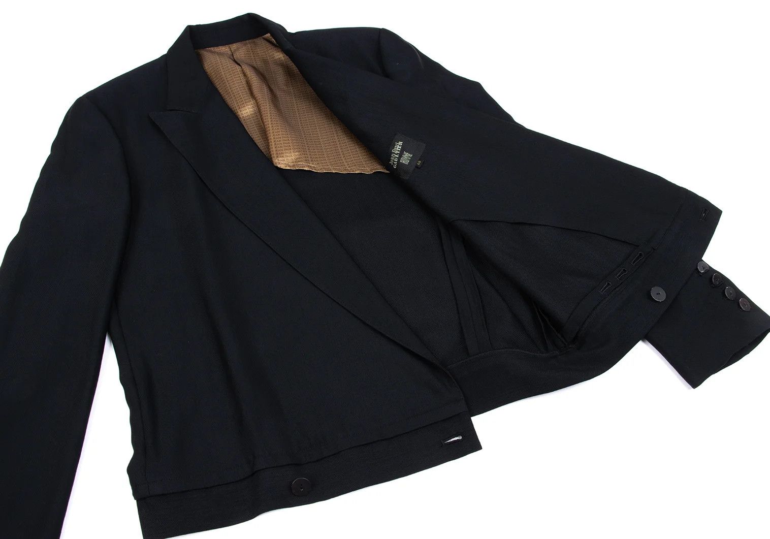 Jean Paul Gaultier Wool Blend Peak Lapel Jacket in Black, Size 48 Size US M / EU 48-50 / 2 - 12 Thumbnail