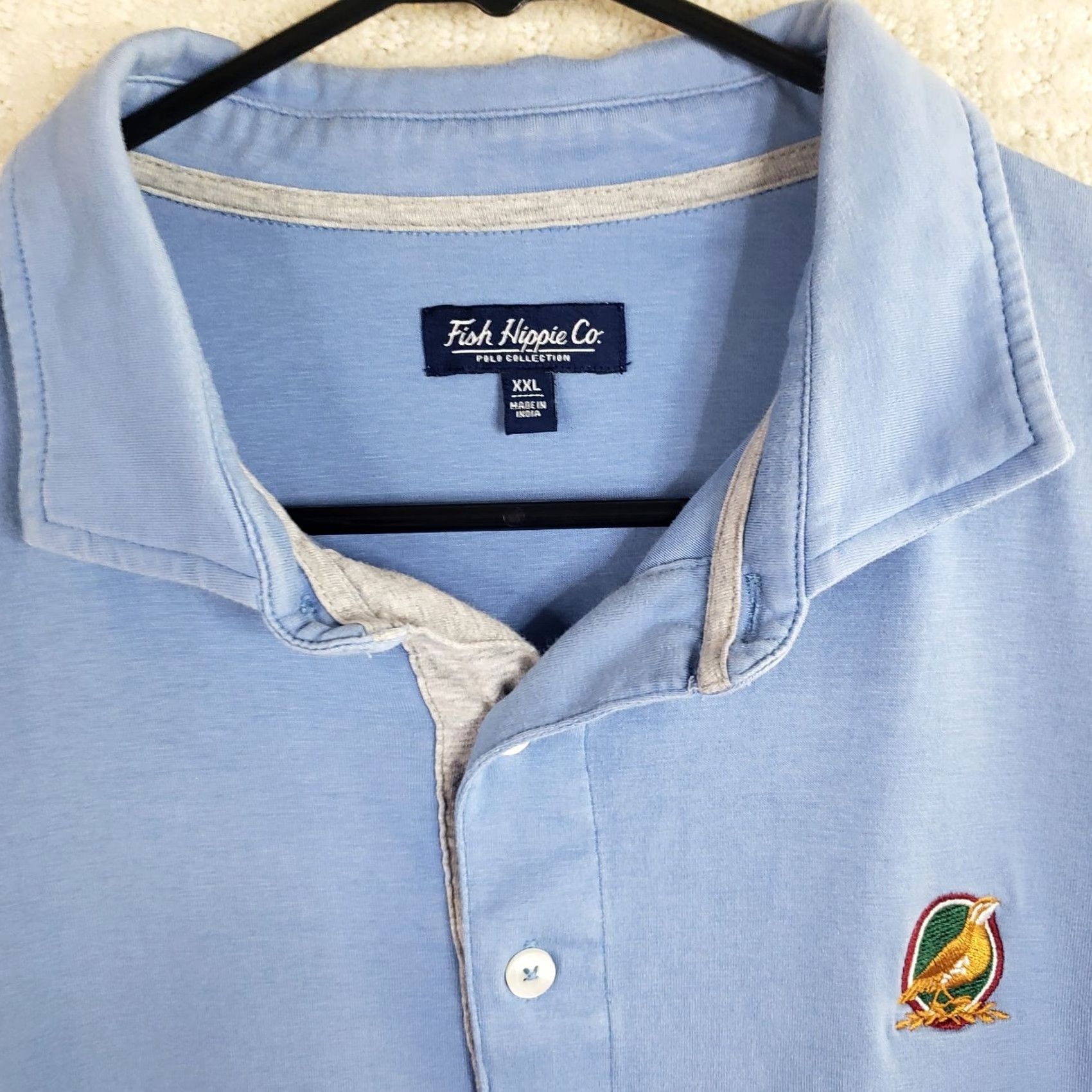 Vintage VINTAGE Fish Hippie Co. Polo Shirt Blue Short Sleeve Mens XXL Polo Shirt Pocket Logo Cotton Blend Knit Regular Shirt Man 2XL Size US XXL / EU 58 / 5 - 4 Thumbnail