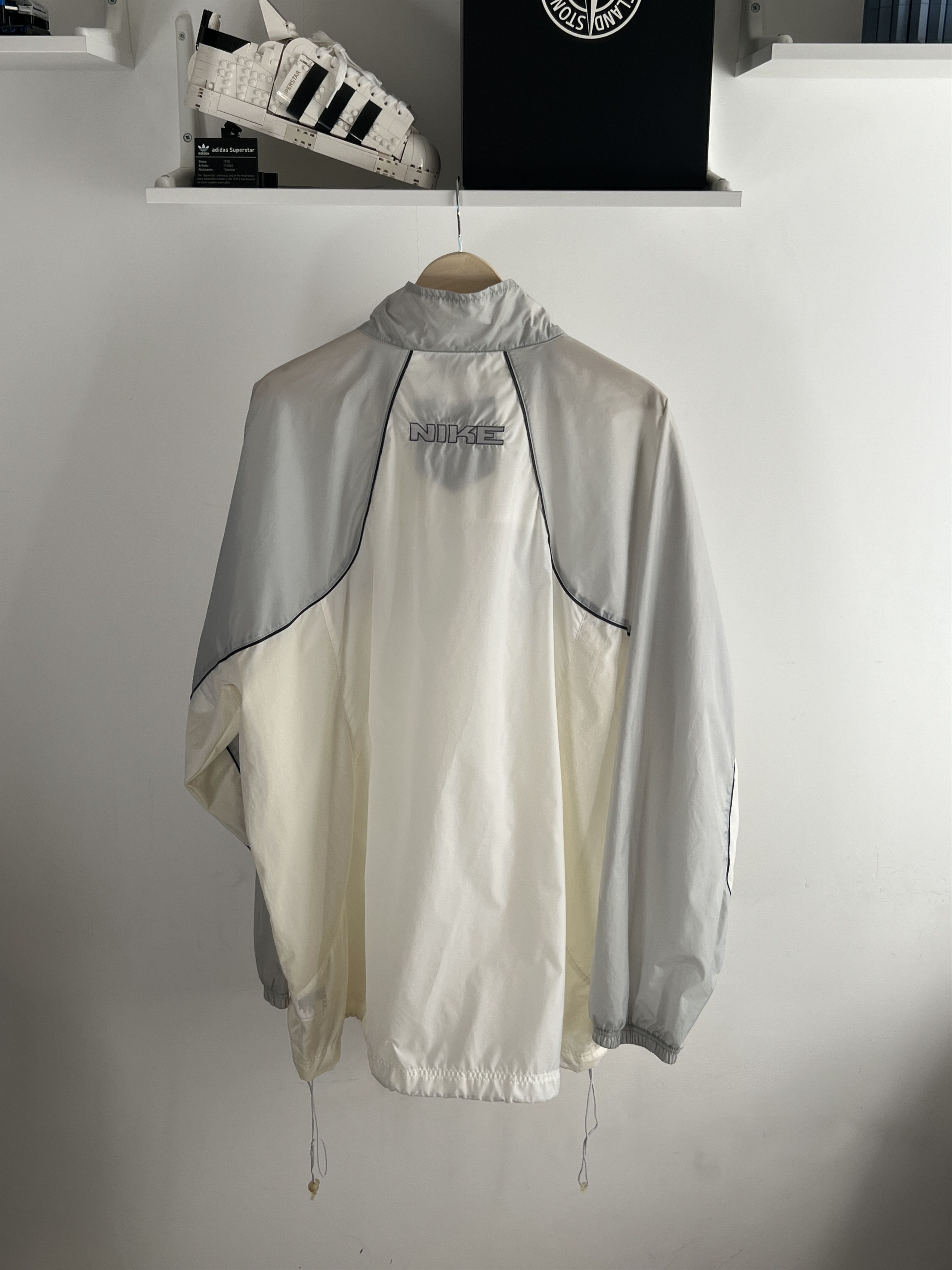 Nike × Vintage Nike Windbreaker Vintage Swoosh Zipper Cream Y2K Drill Size US XXL / EU 58 / 5 - 6 Thumbnail