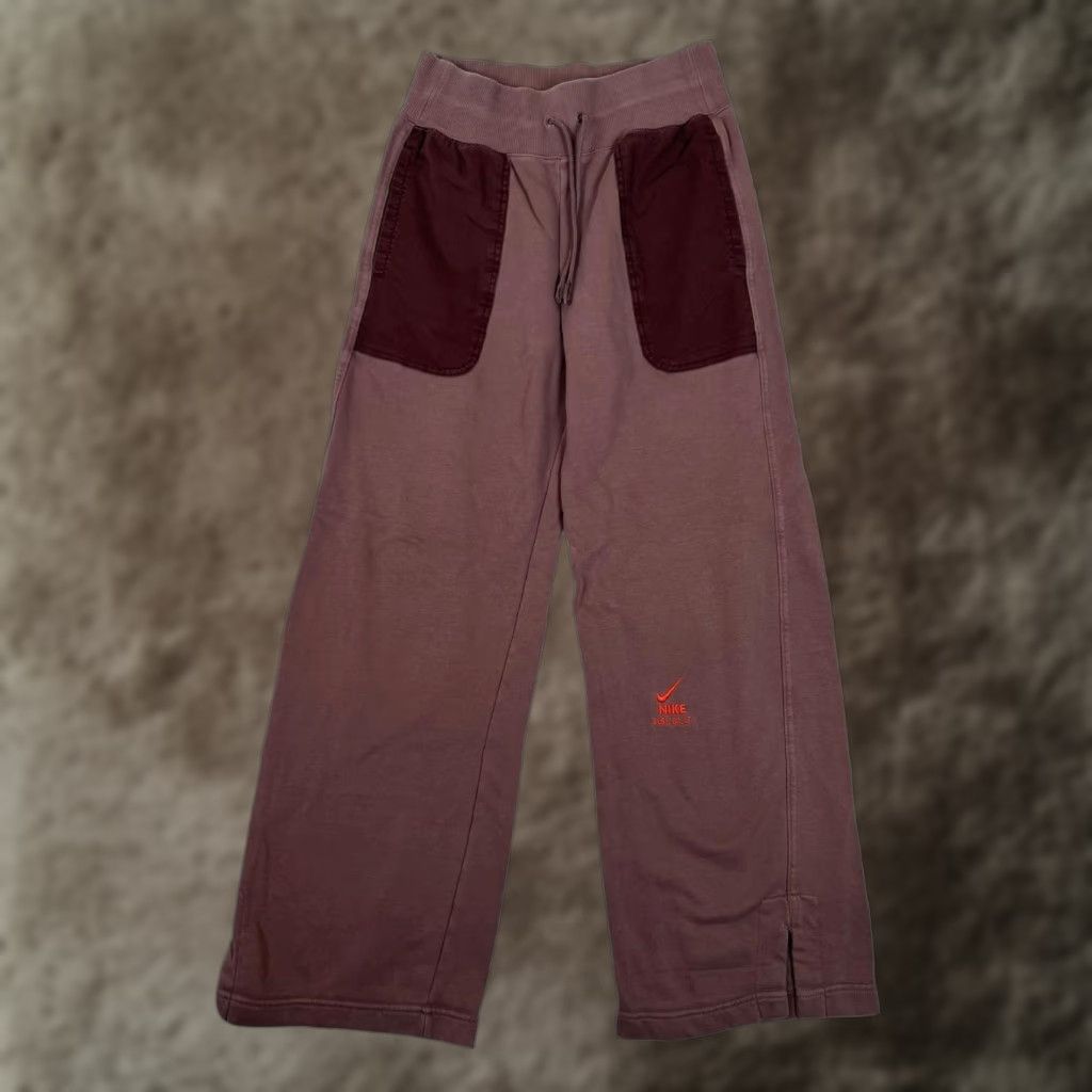 Nike Nike Sweatpants Women Small Brown Wide-Leg French Terry Just Do It Logo READ Size 28" / US 6 / IT 42 - 1 Thumbnail