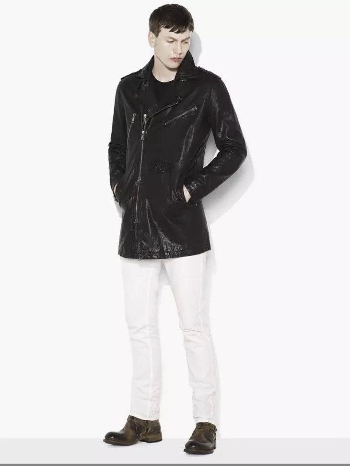 John Varvatos Leather Biker Coat EU 50 USA 40 Size US M / EU 48-50 / 2 - 1 Thumbnail