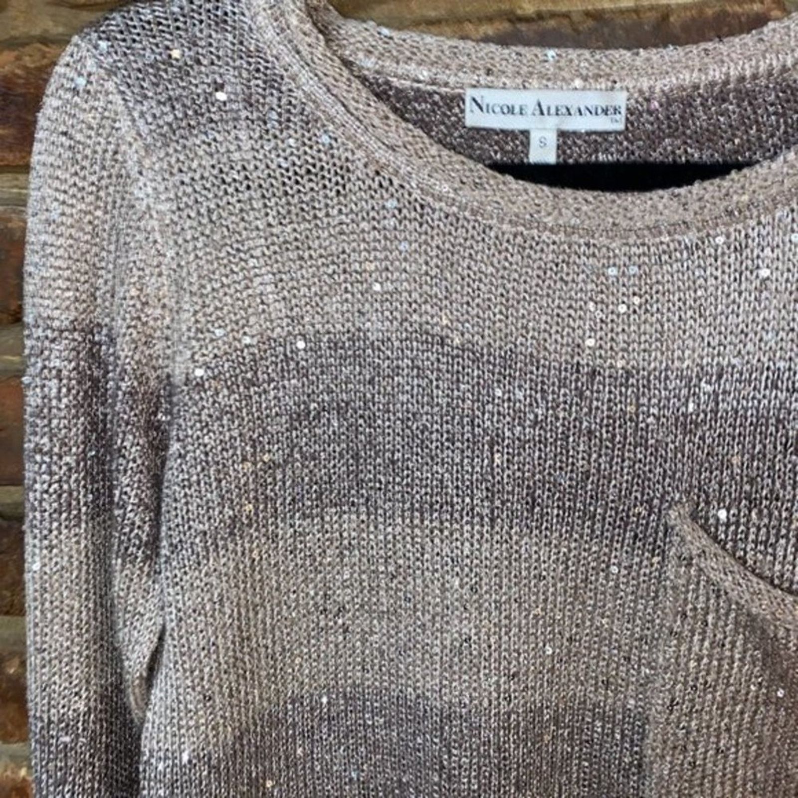 Other Nicole Alexander Striped Sequined Loose Knit Sweater Small Size S / US 4 / IT 40 - 8 Thumbnail