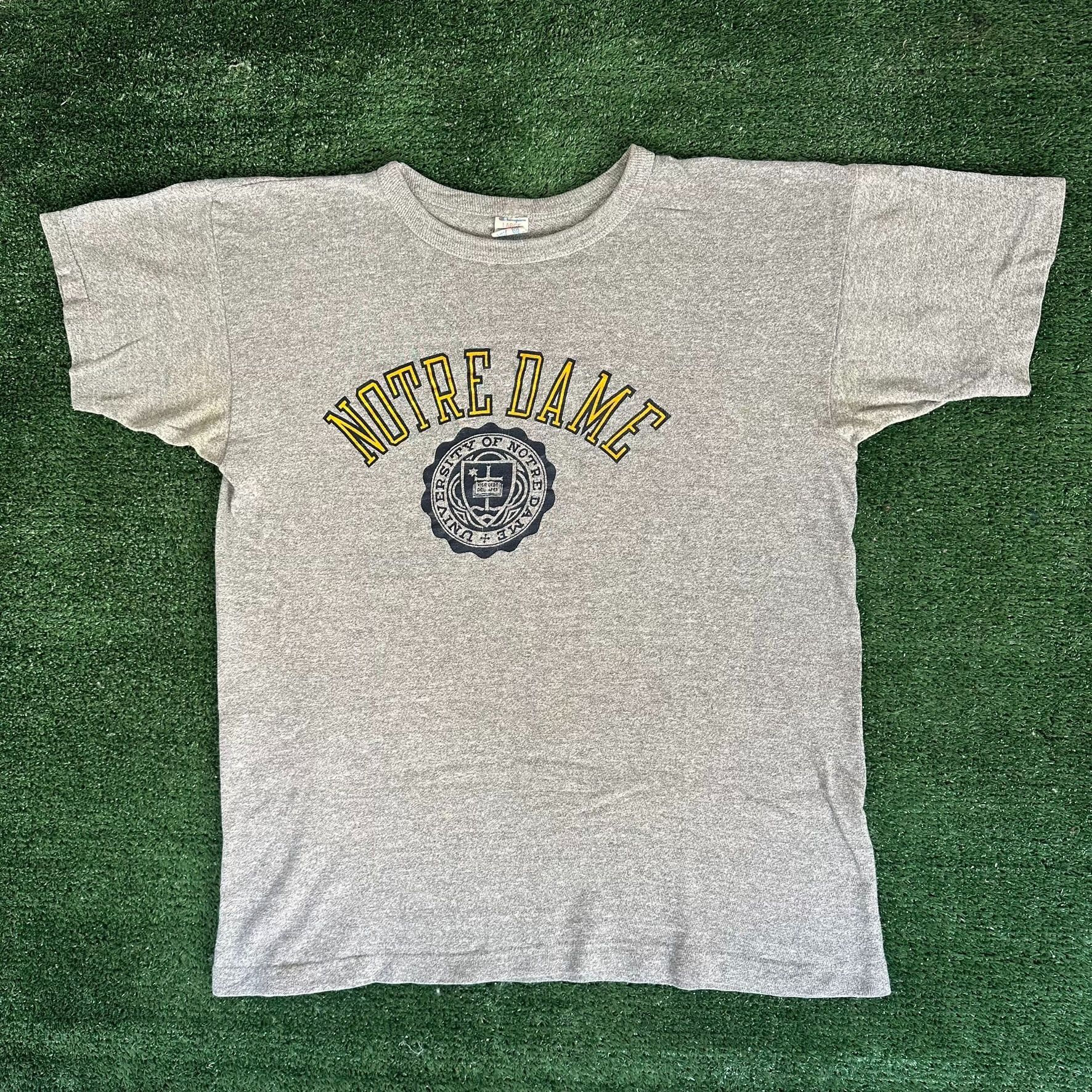Champion Vintage 80s Champion Notre Dame T-Shirt Single Stitch Univer Size US L / EU 52-54 / 3 - 1 Thumbnail