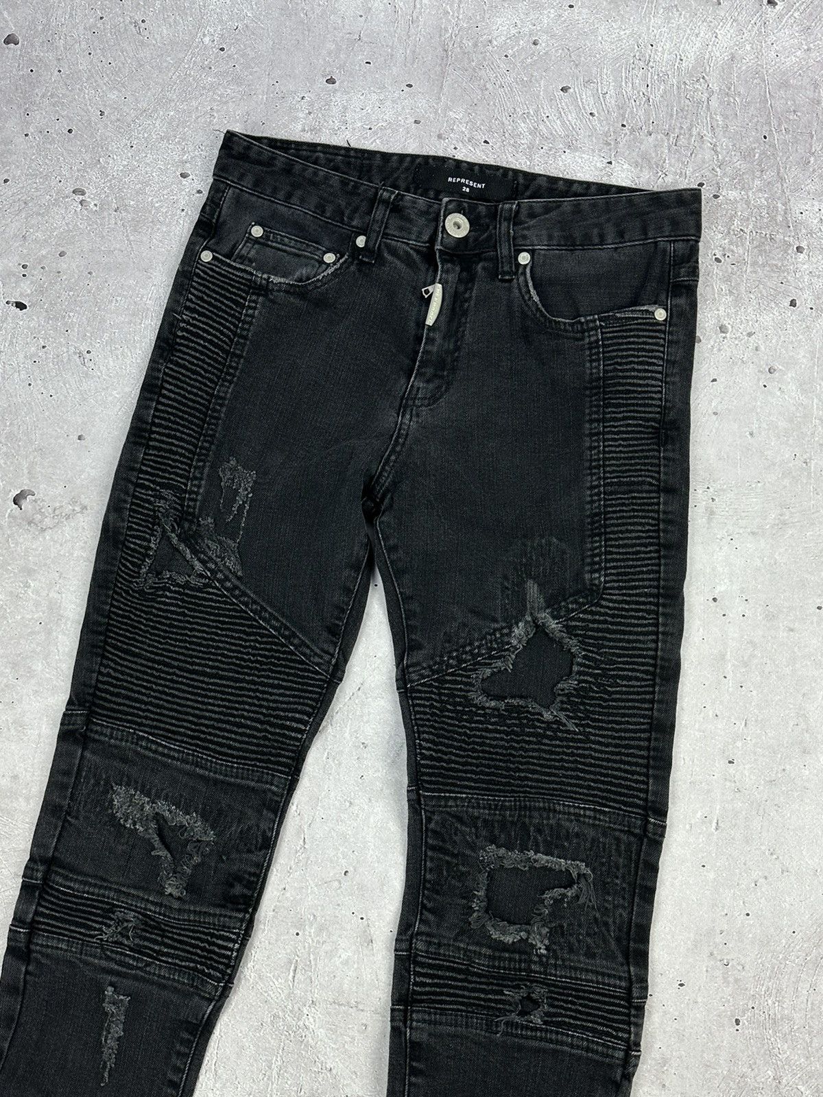 Represent Clo. Represent Biker Repairer Vintage Black Men’s Denim Pants Size US 28 / EU 44 - 3 Thumbnail