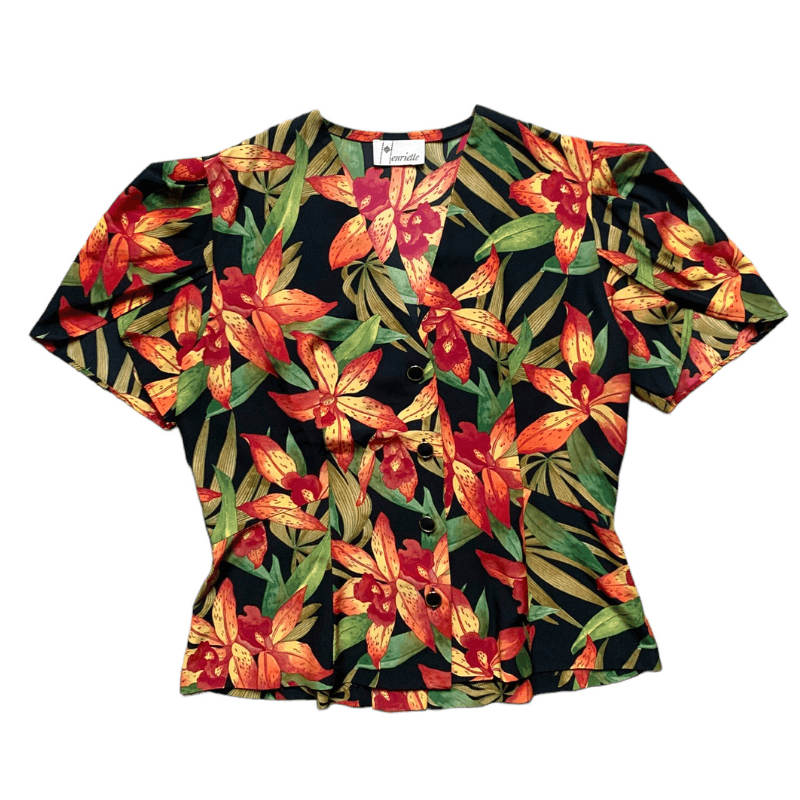 Vintage Vintage shirt with flowers / floral patterns - Henriette Size M / US 6-8 / IT 42-44 - 1 Thumbnail