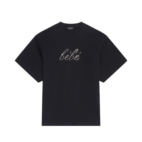 Image of Balenciaga O1In1G1123 Bebe Worn T-Shirt In Black, Men's (Size Small)