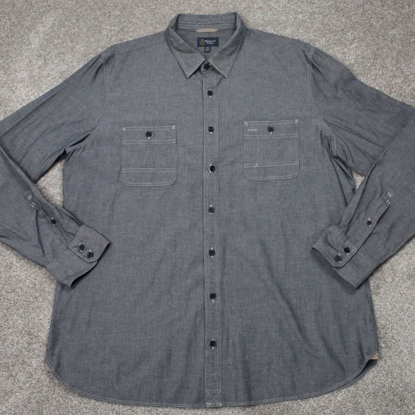 Vintage Wallin & Bros Shirt Mens 2XL 2XXL Black Cotton Long Sleeve Button Up Classic Casual Workwear Shirt Size US XXL / EU 58 / 5 - 2 Thumbnail
