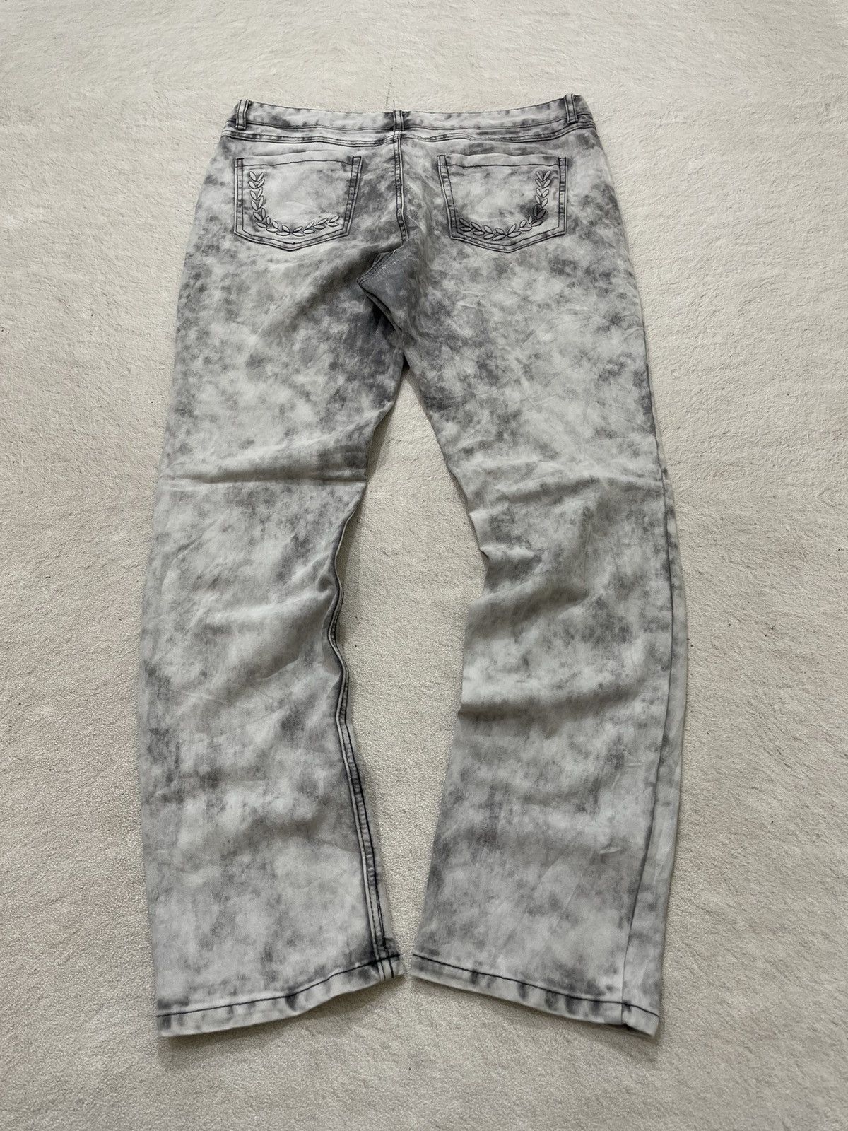 Japanese Brand 2000s Momphalos Grey Acid Wash Denim Pants Embroidered Y2K Size US 33 - 7 Thumbnail