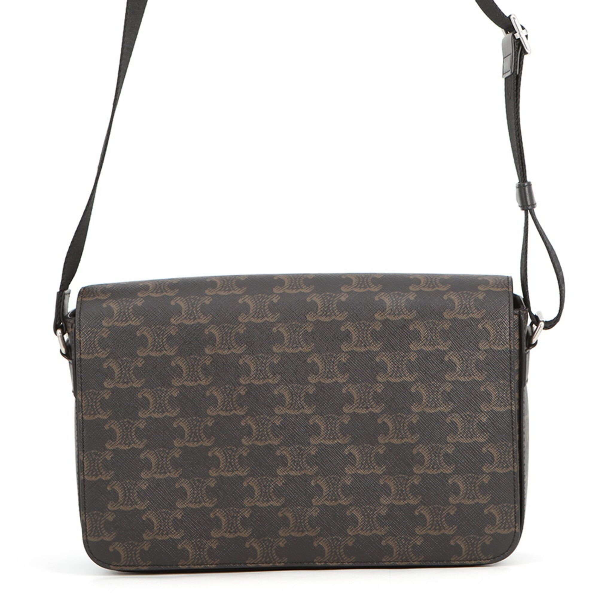 Celine Celine Triomphe Flap Shoulder Bag, Leather, 111592ETH, Black, Handbag Size ONE SIZE - 1 Thumbnail