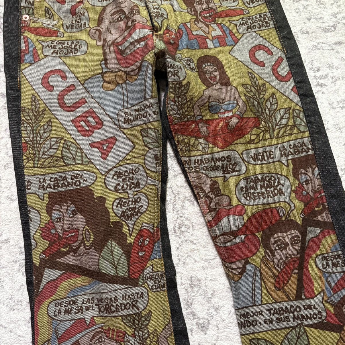 Comme des Garcons Comme Des Garçons Cuba Cigar Cartoon Paneled Jeans | Size M Size US 32 / EU 48 - 2 Thumbnail
