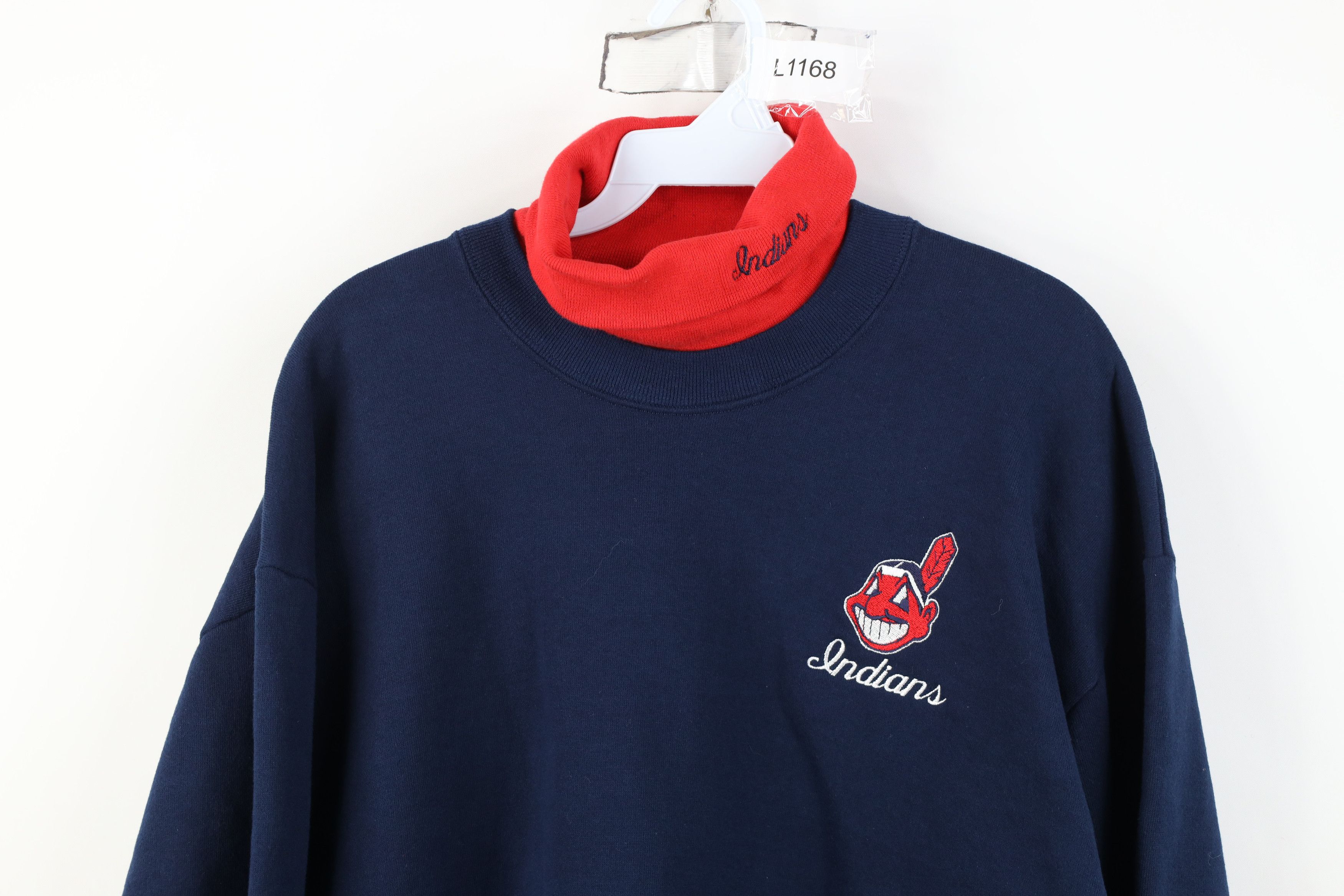 Vintage Vintage 90s Indians Baseball Turtleneck Sweatshirt USA Size US L / EU 52-54 / 3 - 2 Thumbnail