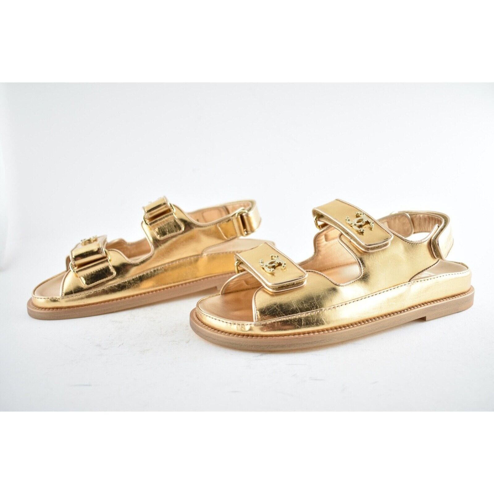 Chanel Chanel 22C Golden Gold Laminated CC Logo Mule Slide Strap Size US 8 / IT 38 - 9 Thumbnail