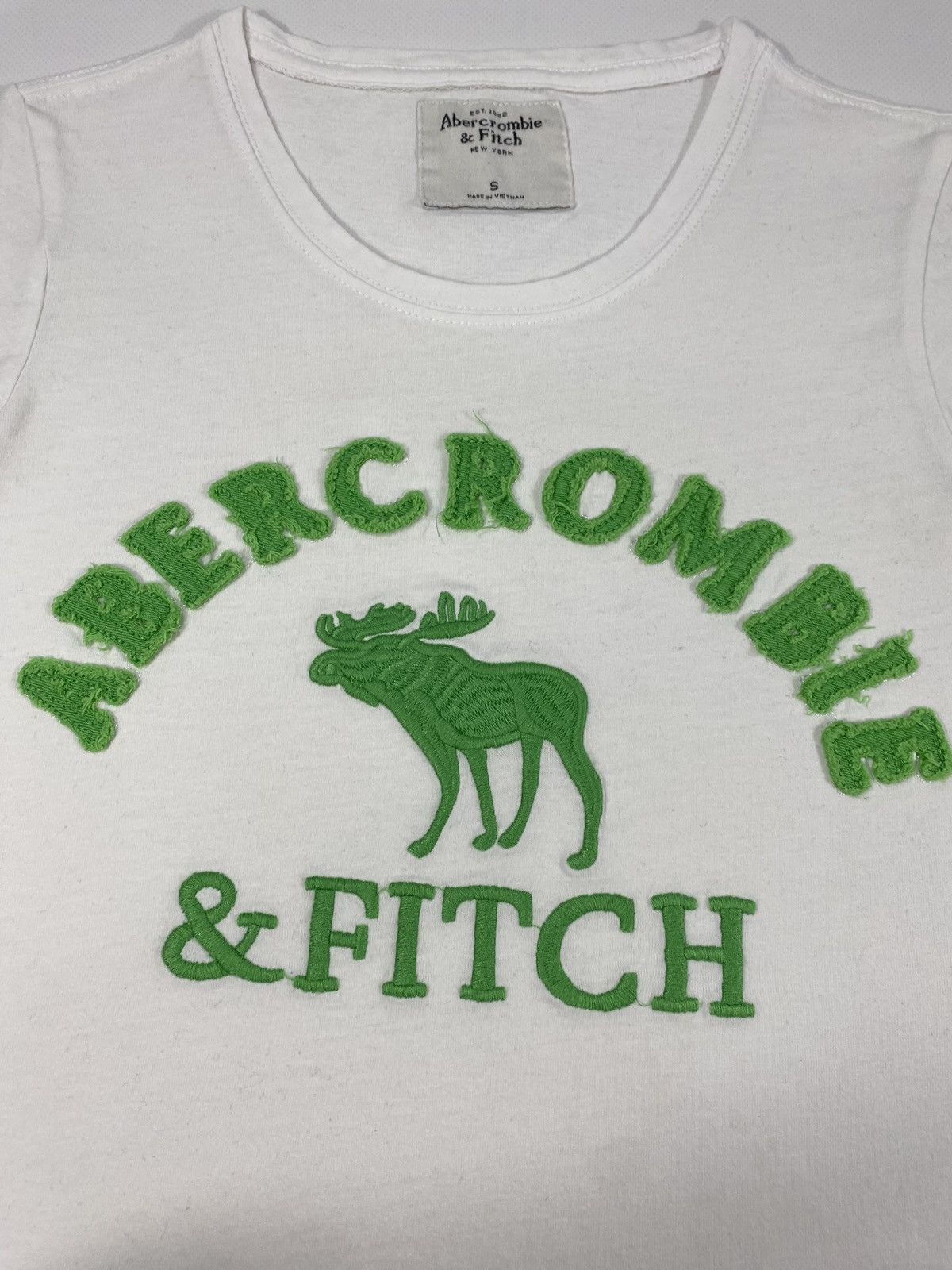 Abercrombie & Fitch 🔥LASTDROP🔥 Y2K Cute Abercrombie Fitch White Green T-shirt Size S / US 4 / IT 40 - 4 Thumbnail