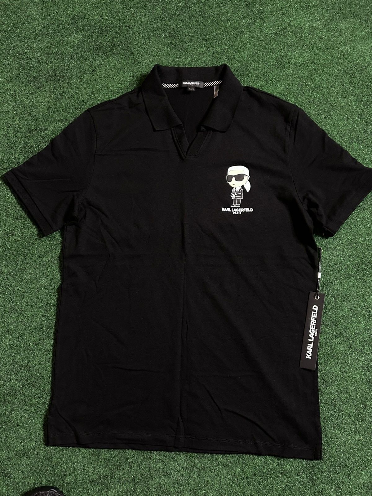 Designer Karl Lagerfeld “Black” Polo Size US M / EU 48-50 / 2 - 2 Thumbnail