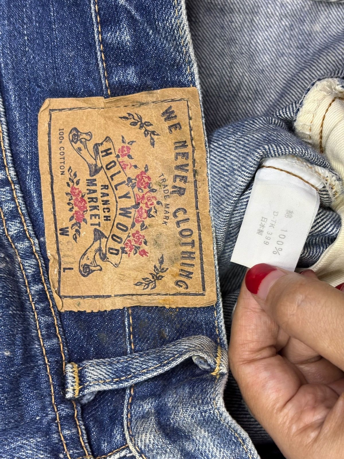 HOLLYWOOD RANCH MARKET × Japanese Brand Vintage HR Market Button Fly Mud Wash Jeans Size US 30 / EU 46 - 12 Thumbnail