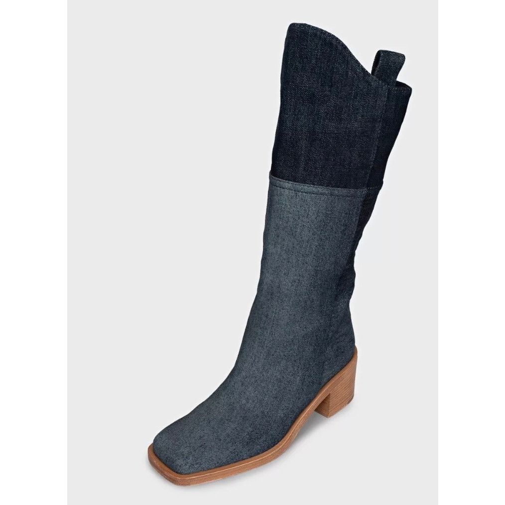 Chanel Chanel Denim Logo Boots - Chic Blue Ankle Booties Size 37.5 Size US 7.5 / IT 37.5 - 3 Thumbnail