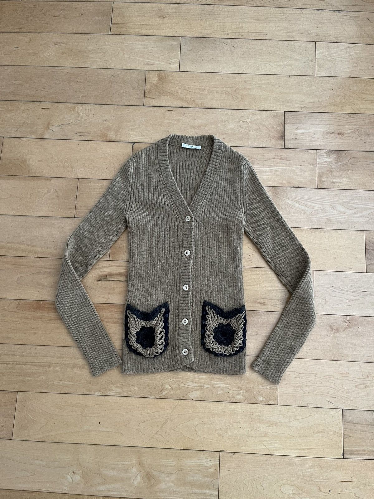 Prada Prada FW05 Alpaca Cardigan with Crochet Pockets Size XS / US 0-2 / IT 36-38 - 1 Thumbnail