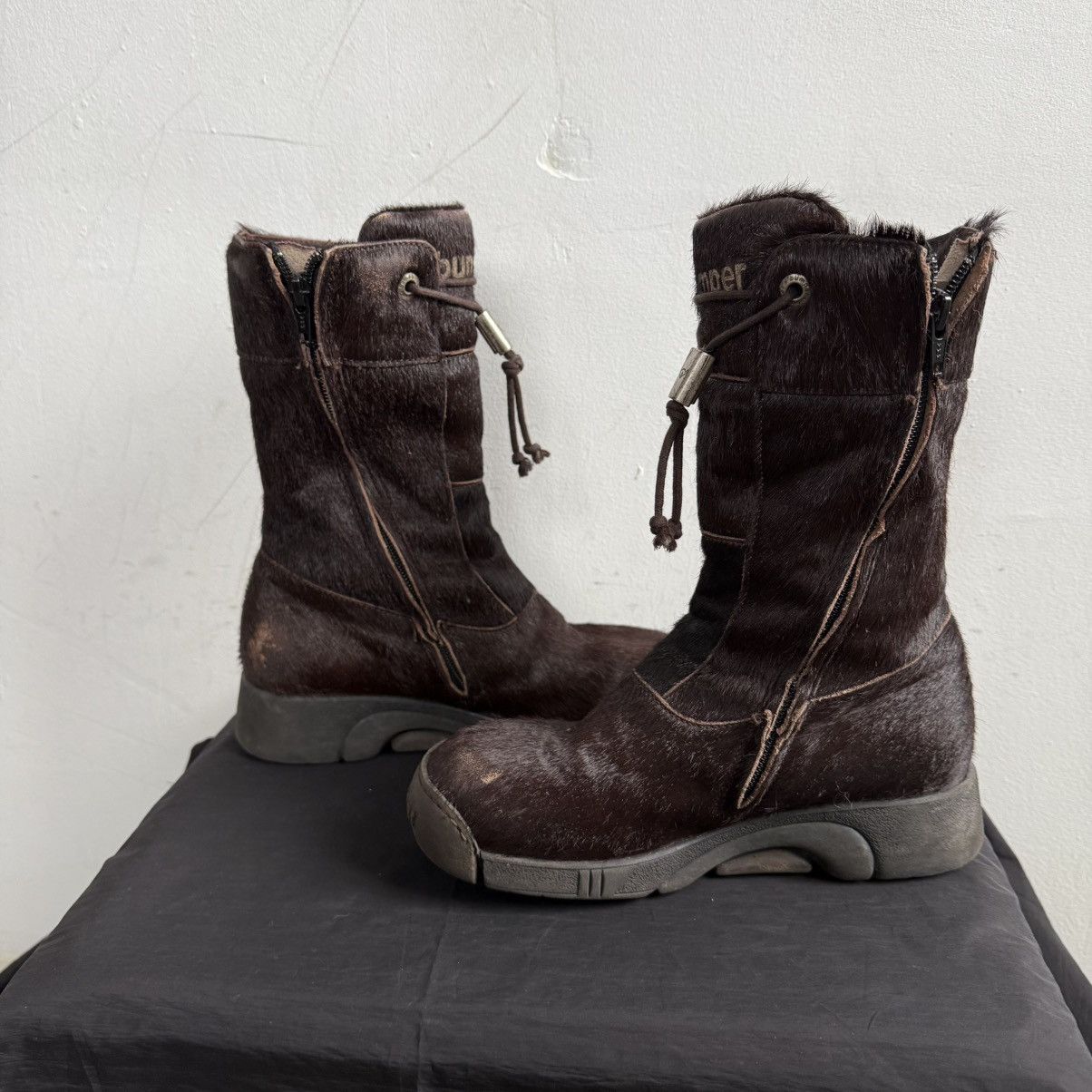 Japanese Brand Y2K Bupmer Italy Pony Fur Brown Lace Up Fairy Boots Size US 6 / IT 36 - 9 Thumbnail