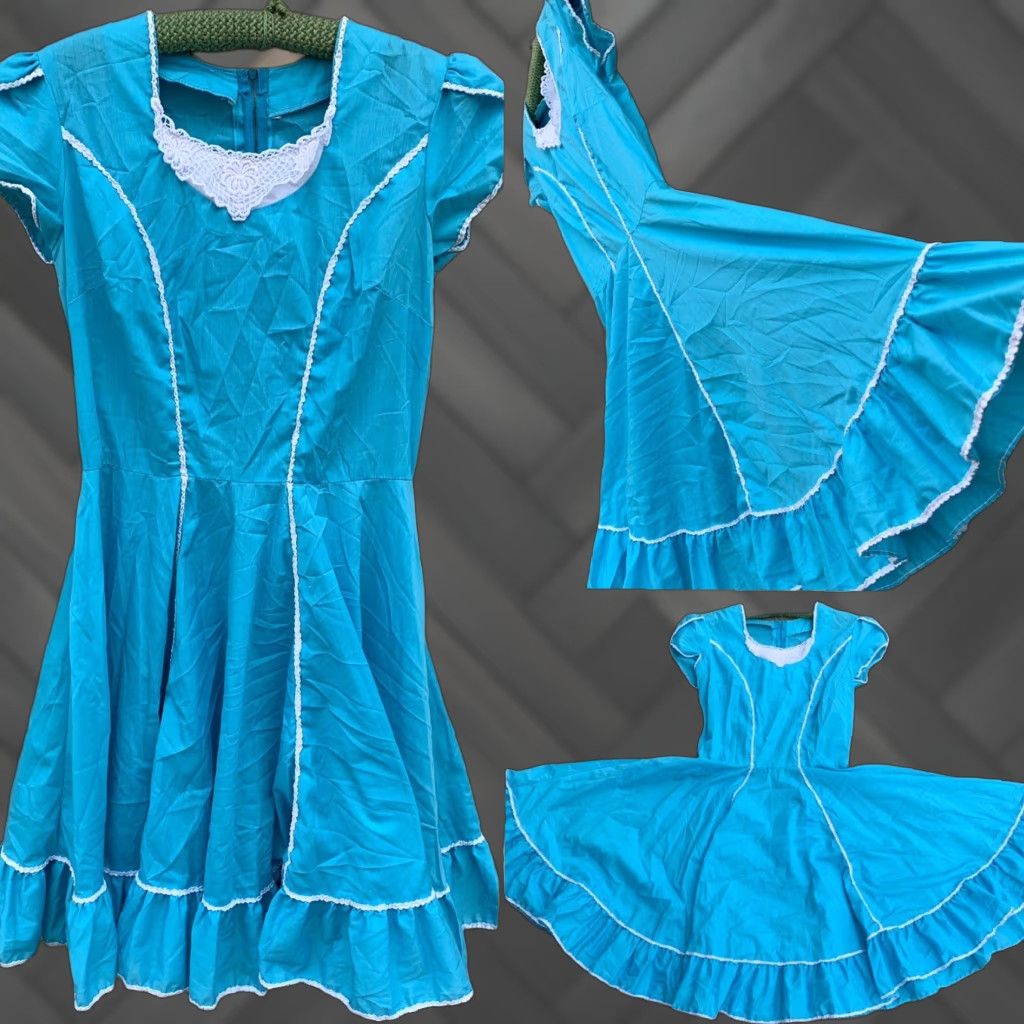 Vintage VINTAGE square dancing dress metal zipper blue white country cowgirl western Size 4XL / US 24-26 - 1 Thumbnail