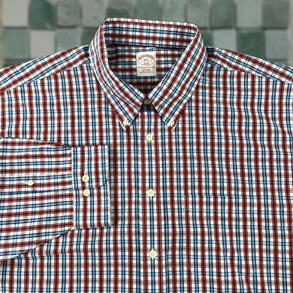 Brooks Brothers Brooks Brothers Shirt Men 2XL Red Blue White Plaid Non Iron Long Sleeve NWT Size US XXL / EU 58 / 5 - 1 Thumbnail