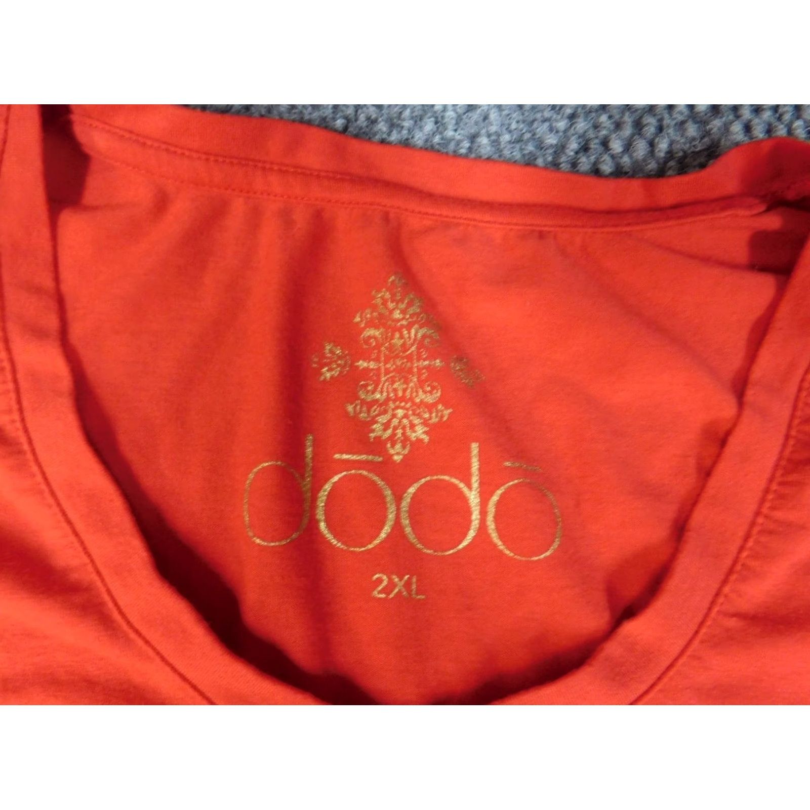 Vintage Dodo Blouse Womens 2XL Orange Short Sleeve Collared Pullover Stretch Casual Cotton Polyester Button Regular Classic Size XXL / US 16-18 / IT 52-54 - 5 Thumbnail