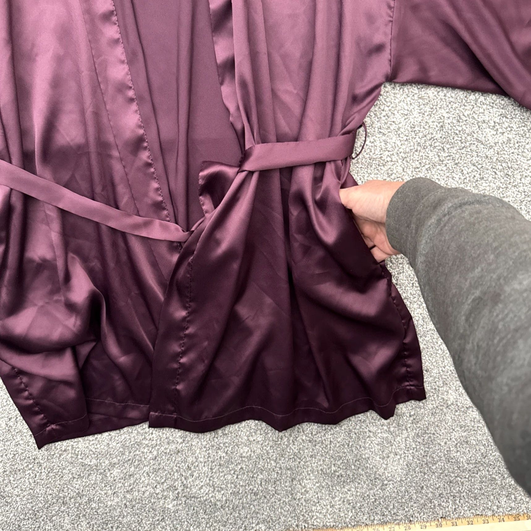 Victoria's Secret Victoria's Secret Robe Womens One Size Satin Kimono V-Neck Tie Short Sleeve Purple 90s Love Y2K Style Women/M Size ONE SIZE - 7 Thumbnail