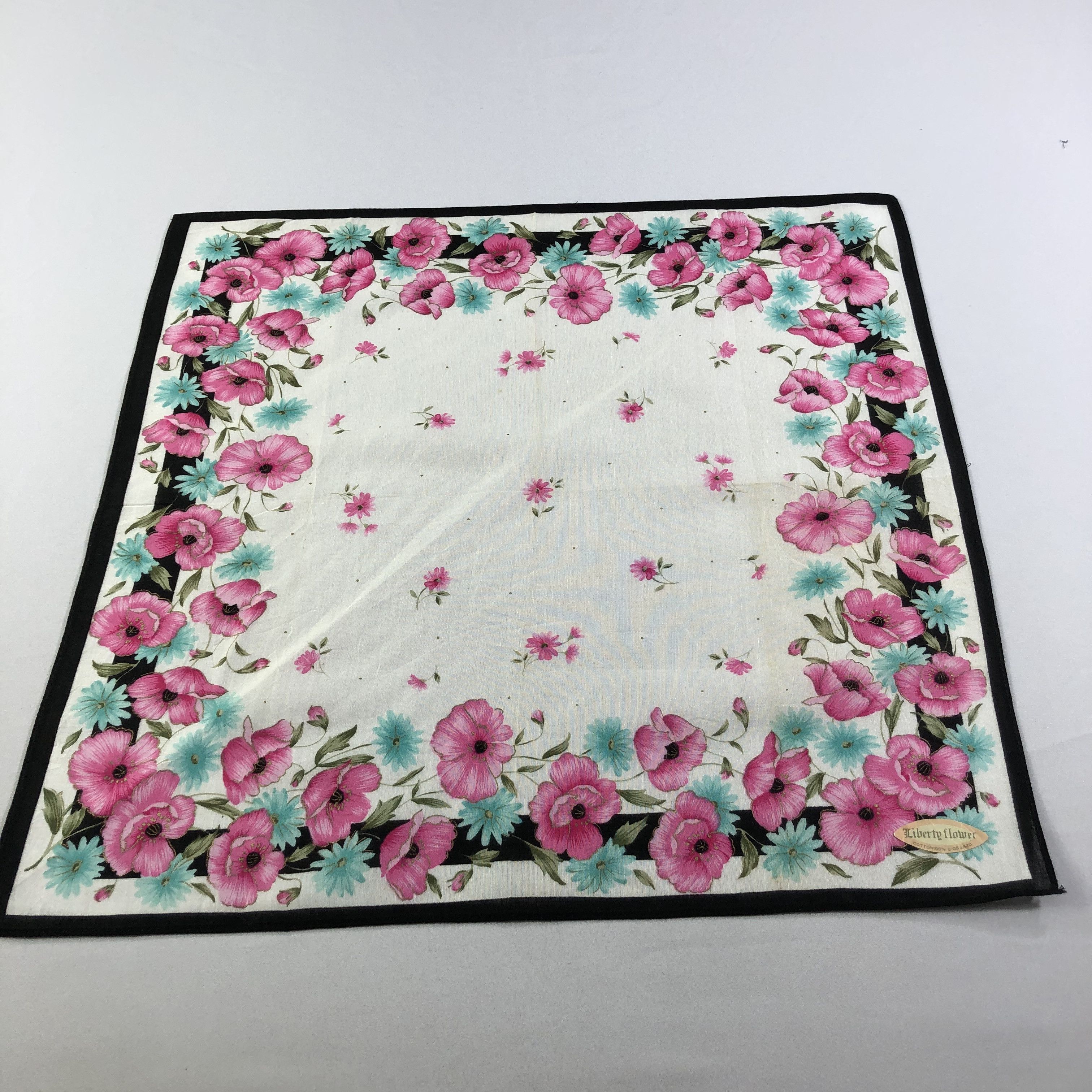 Vintage liBErty Flowers Handkerchief Neckerchief Bandana H1830 Size ONE SIZE - 2 Thumbnail