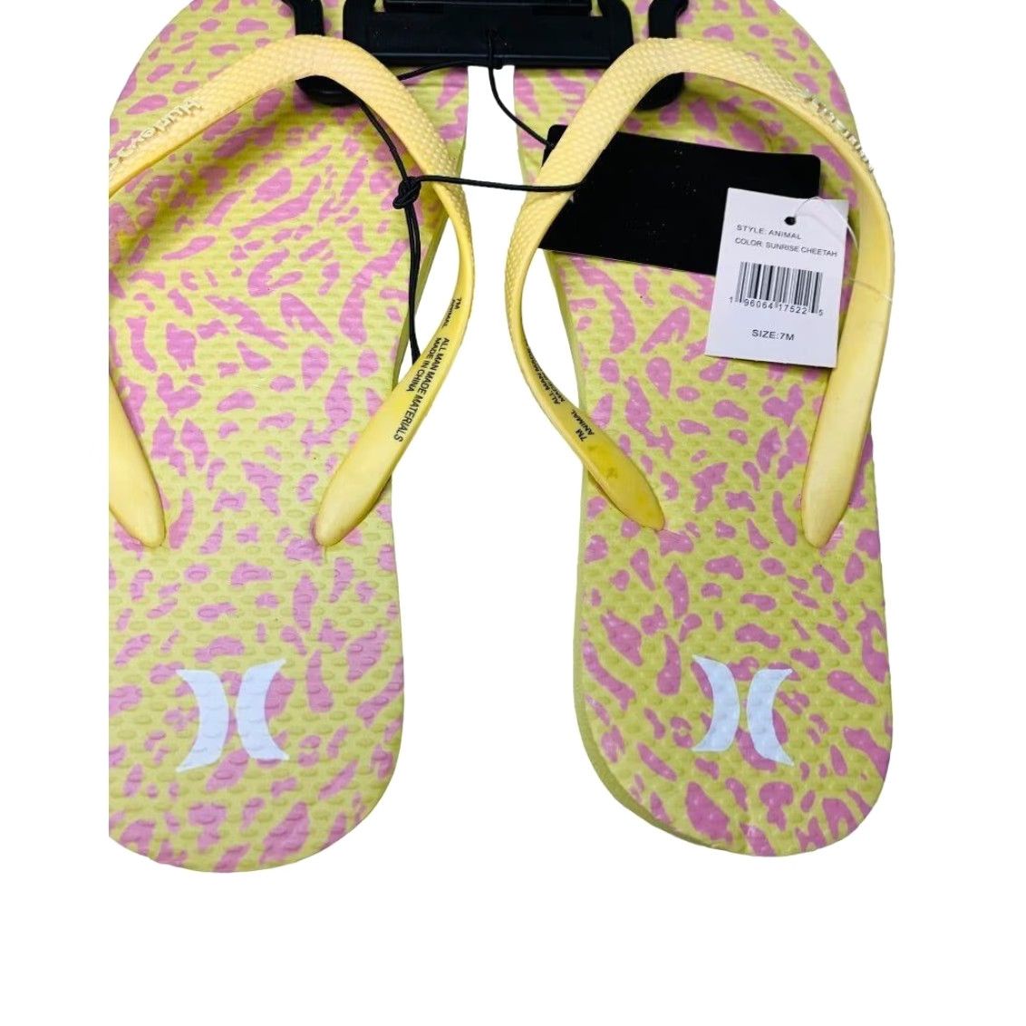 Hurley Hurley Womens Flip Flop 7M Sandal Multicolor Yellow Pink Cheetah Sunrise Size US 7 / IT 37 - 3 Thumbnail