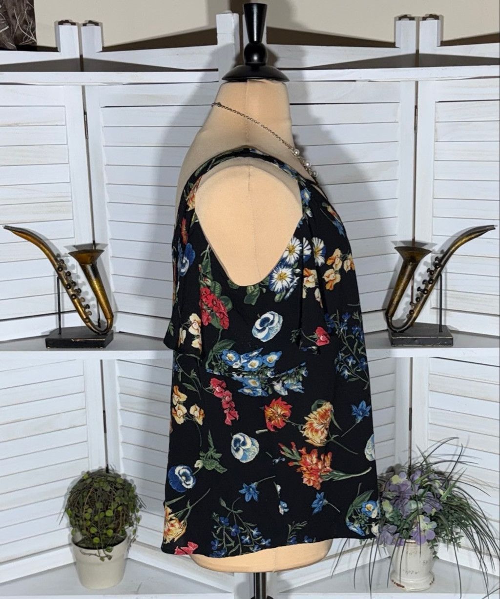 Vintage hippie blouse boho black red floral cold shoulder sz 3X Size 3XL / US 20-22 - 4 Thumbnail